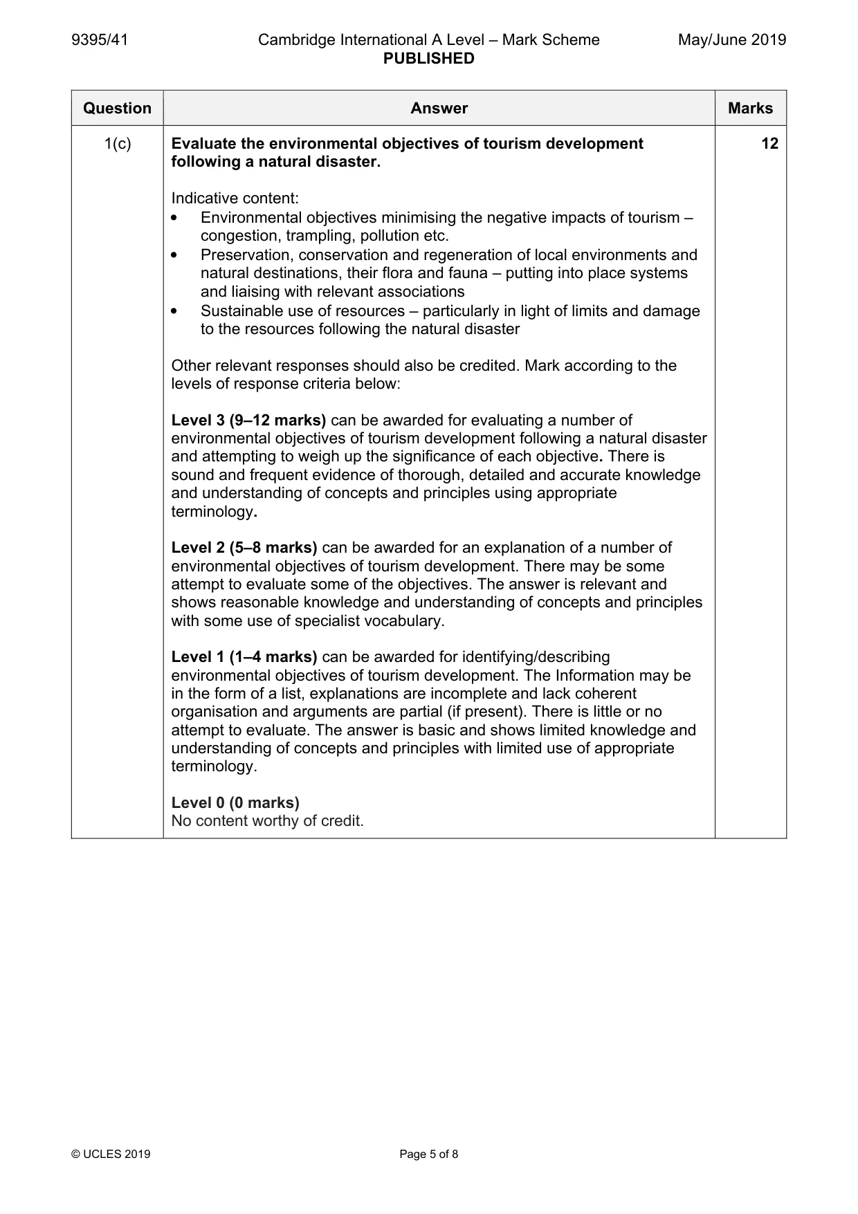 Mark scheme, page 5 of 8