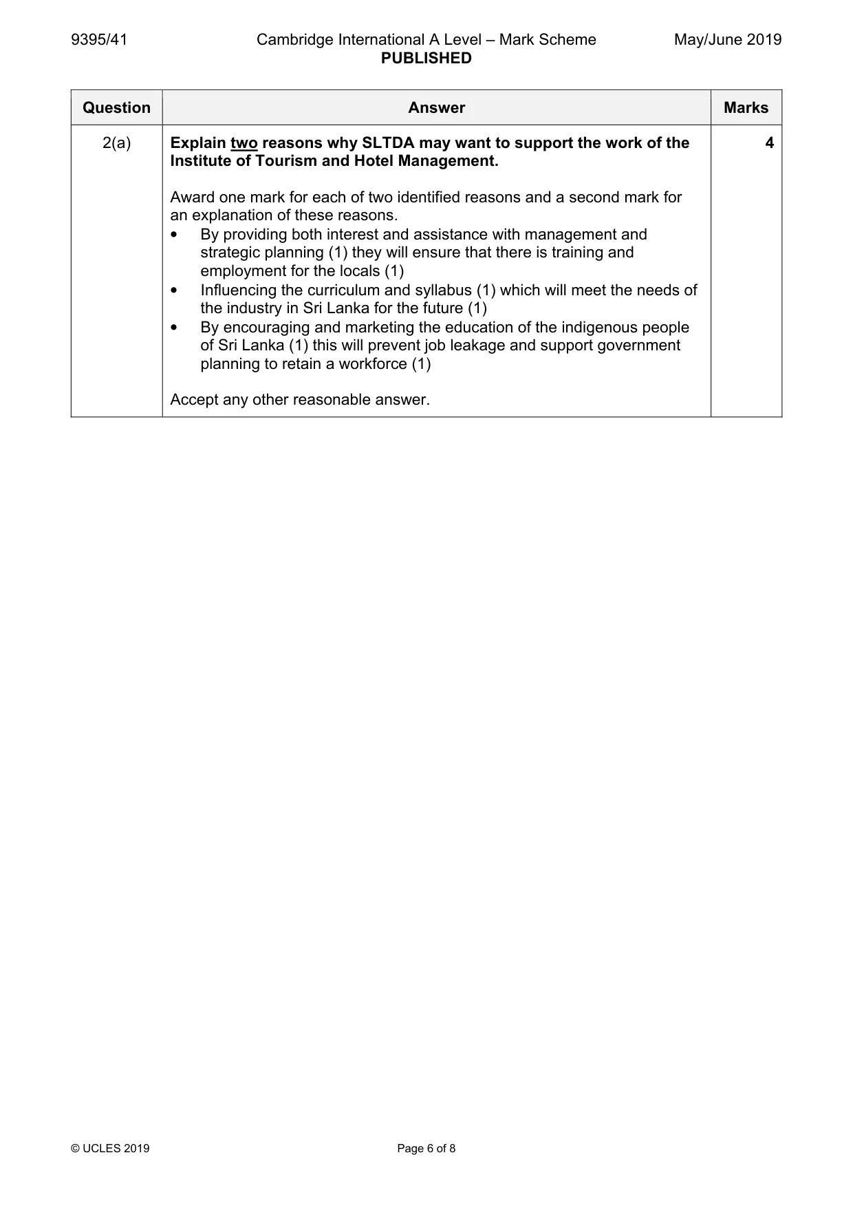 Mark scheme, page 6 of 8