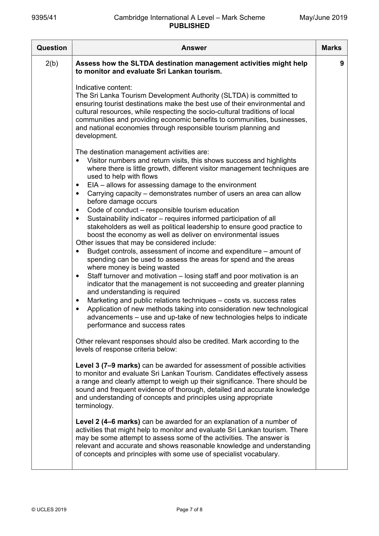 Mark scheme, page 7 of 8