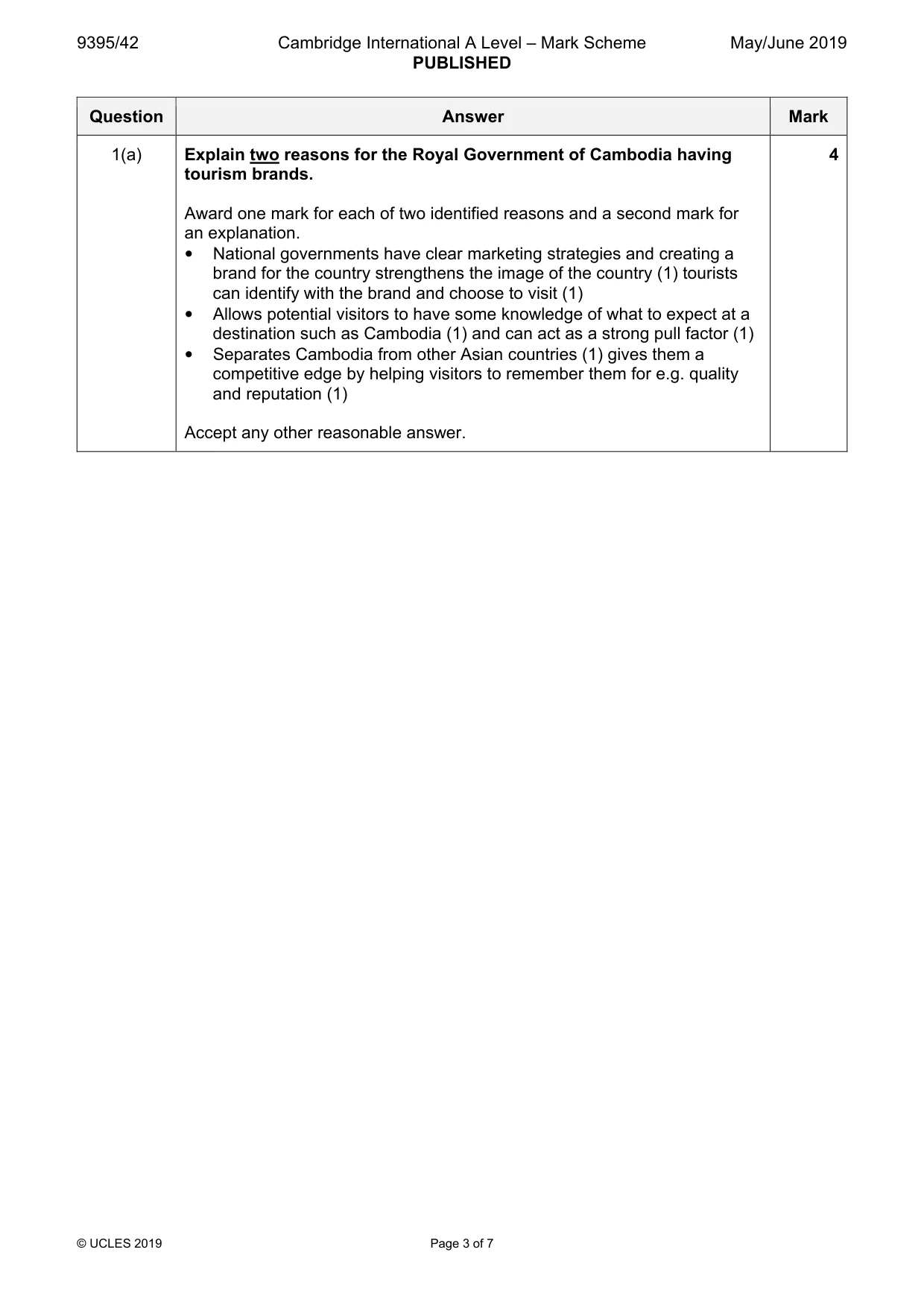 Mark scheme, page 3 of 7