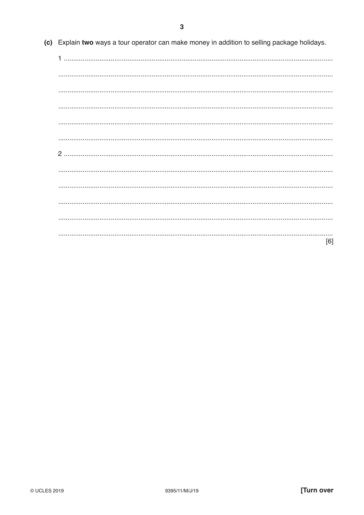 Cambridge A Level Travel and Tourism 9395 2019 May/June Paper 1 · Variant 1 question paper, page 3 of 16