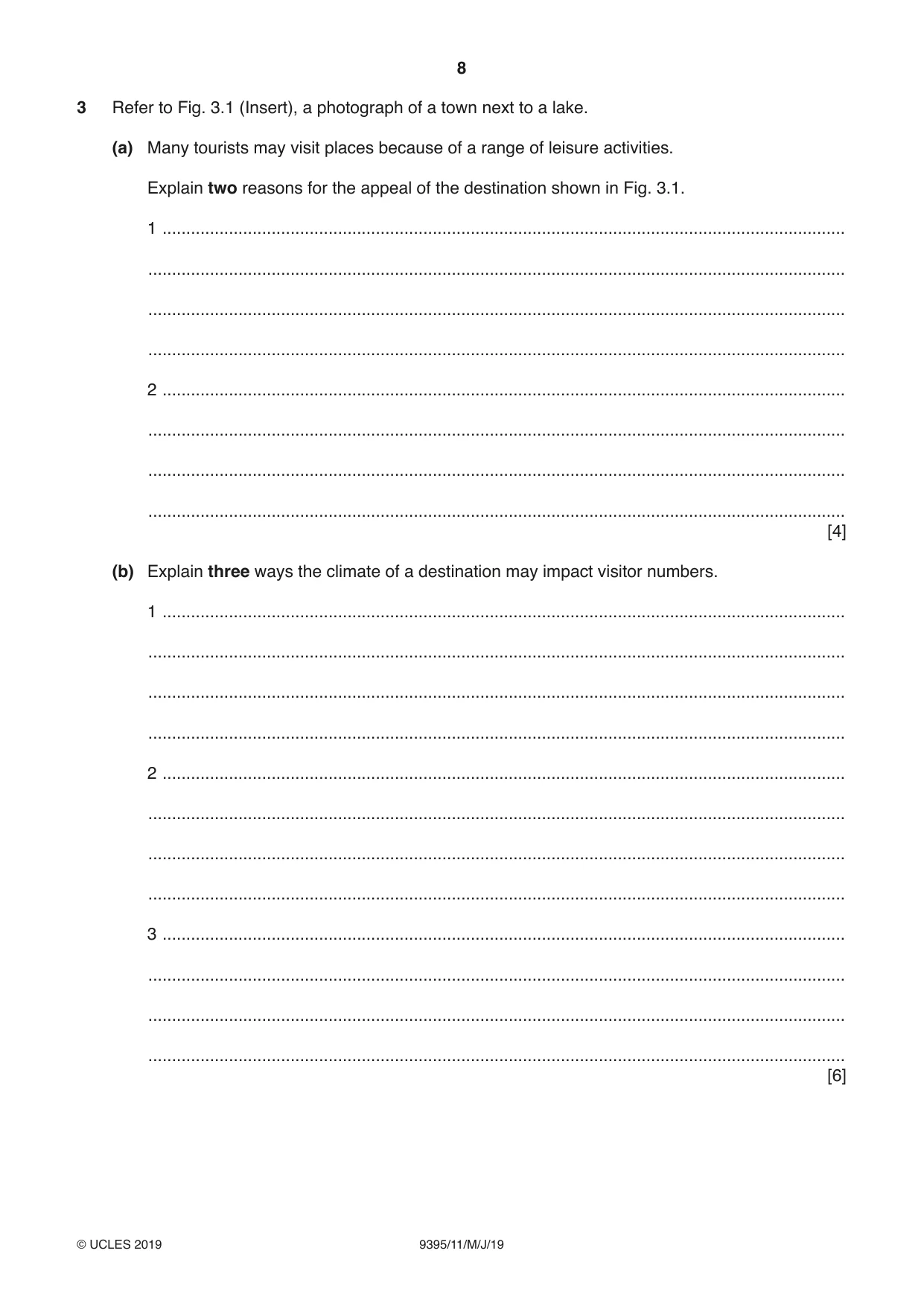 Cambridge A Level Travel and Tourism 9395 2019 May/June Paper 1 · Variant 1 question paper, page 8 of 16