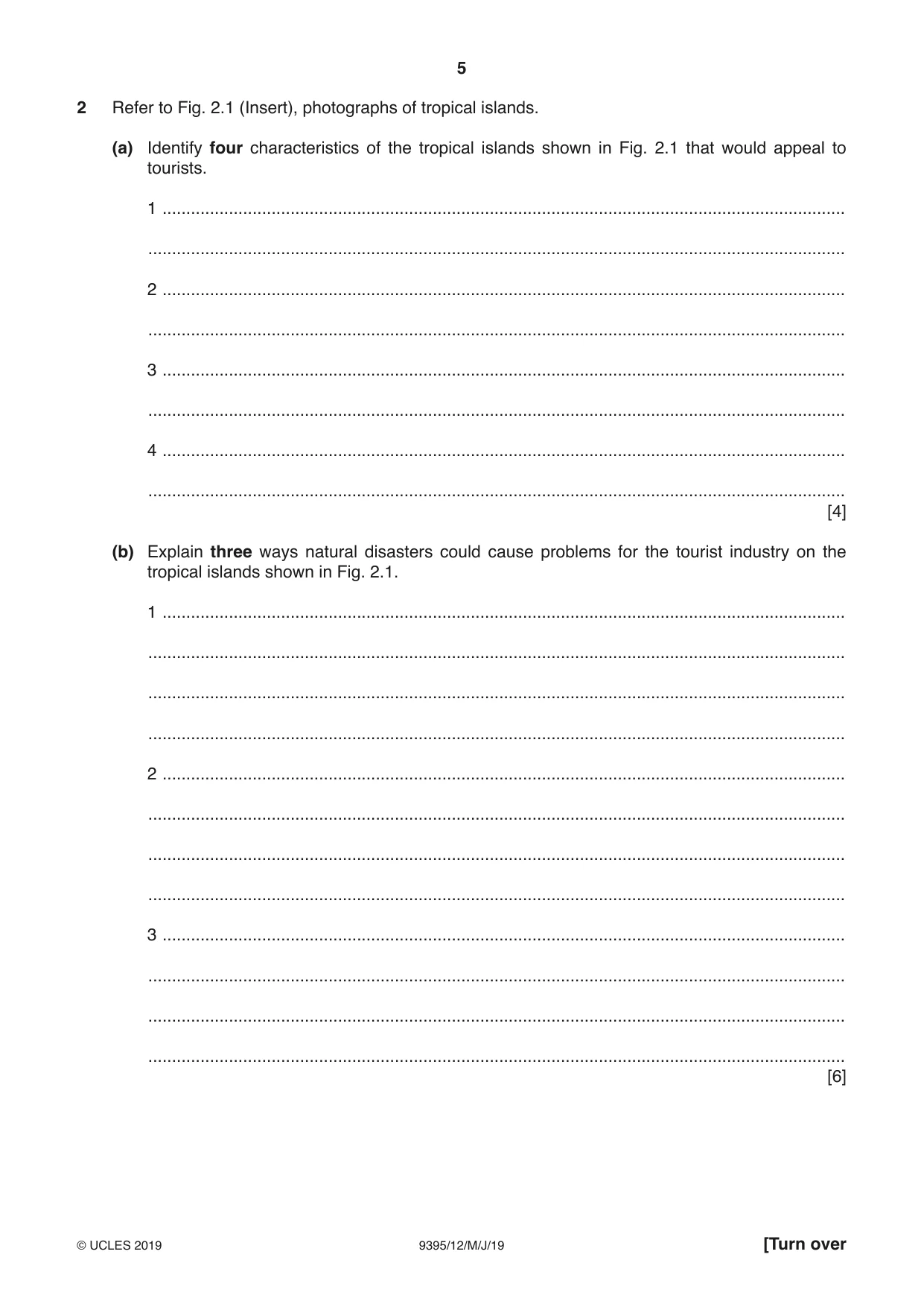Cambridge A Level Travel and Tourism 9395 2019 May/June Paper 1 · Variant 2 question paper, page 5 of 16