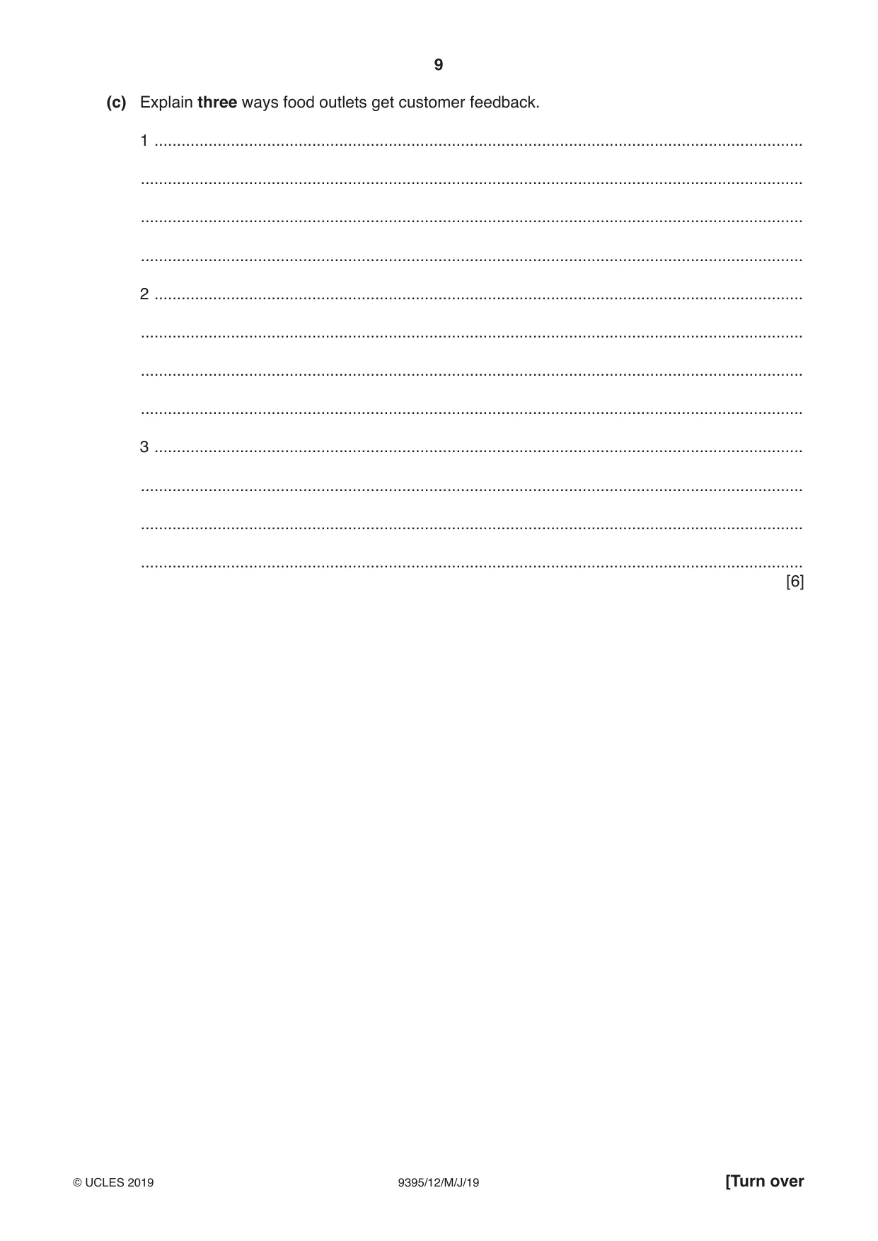 Cambridge A Level Travel and Tourism 9395 2019 May/June Paper 1 · Variant 2 question paper, page 9 of 16