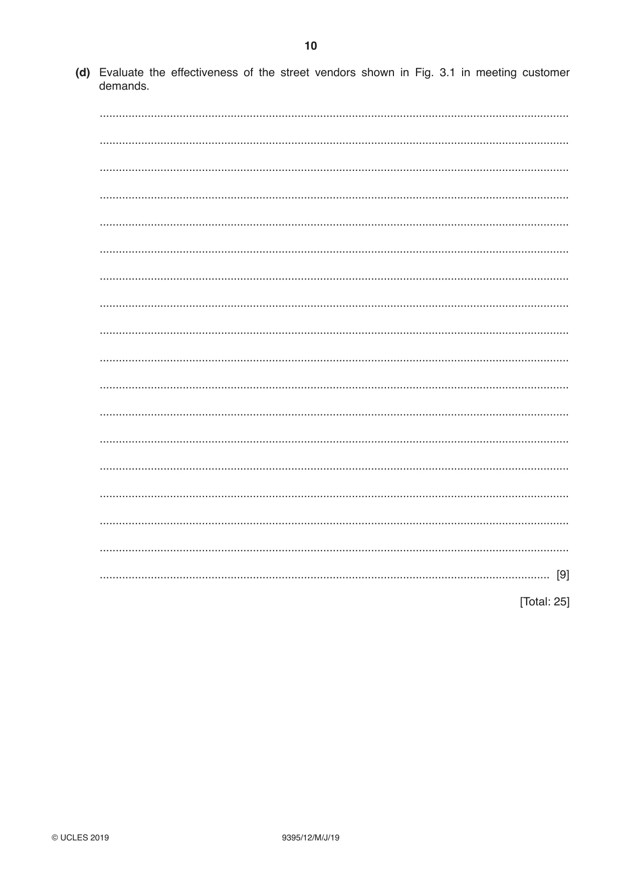 Cambridge A Level Travel and Tourism 9395 2019 May/June Paper 1 · Variant 2 question paper, page 10 of 16