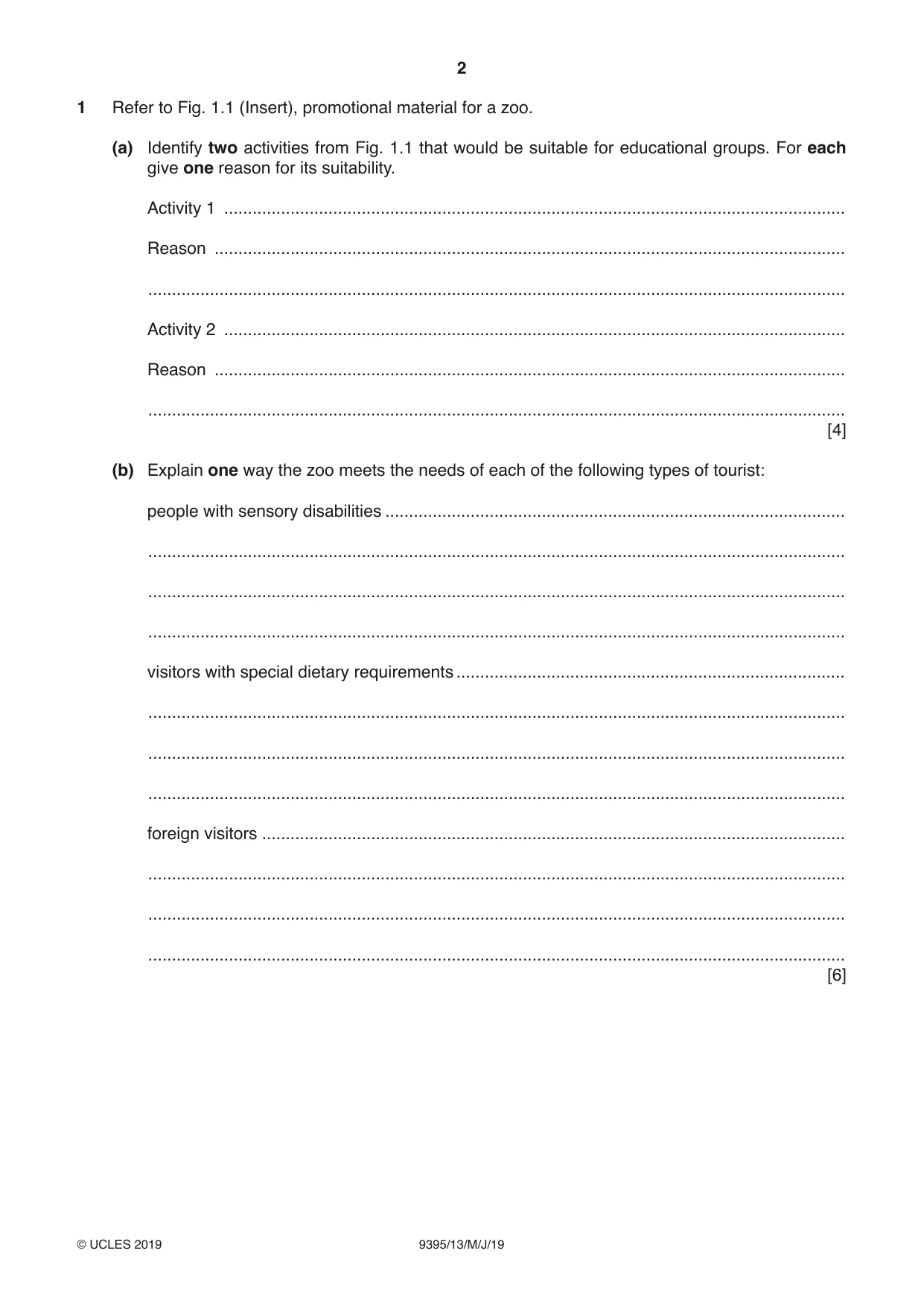 Cambridge A Level Travel and Tourism 9395 2019 May/June Paper 1 · Variant 3 question paper, page 2 of 16