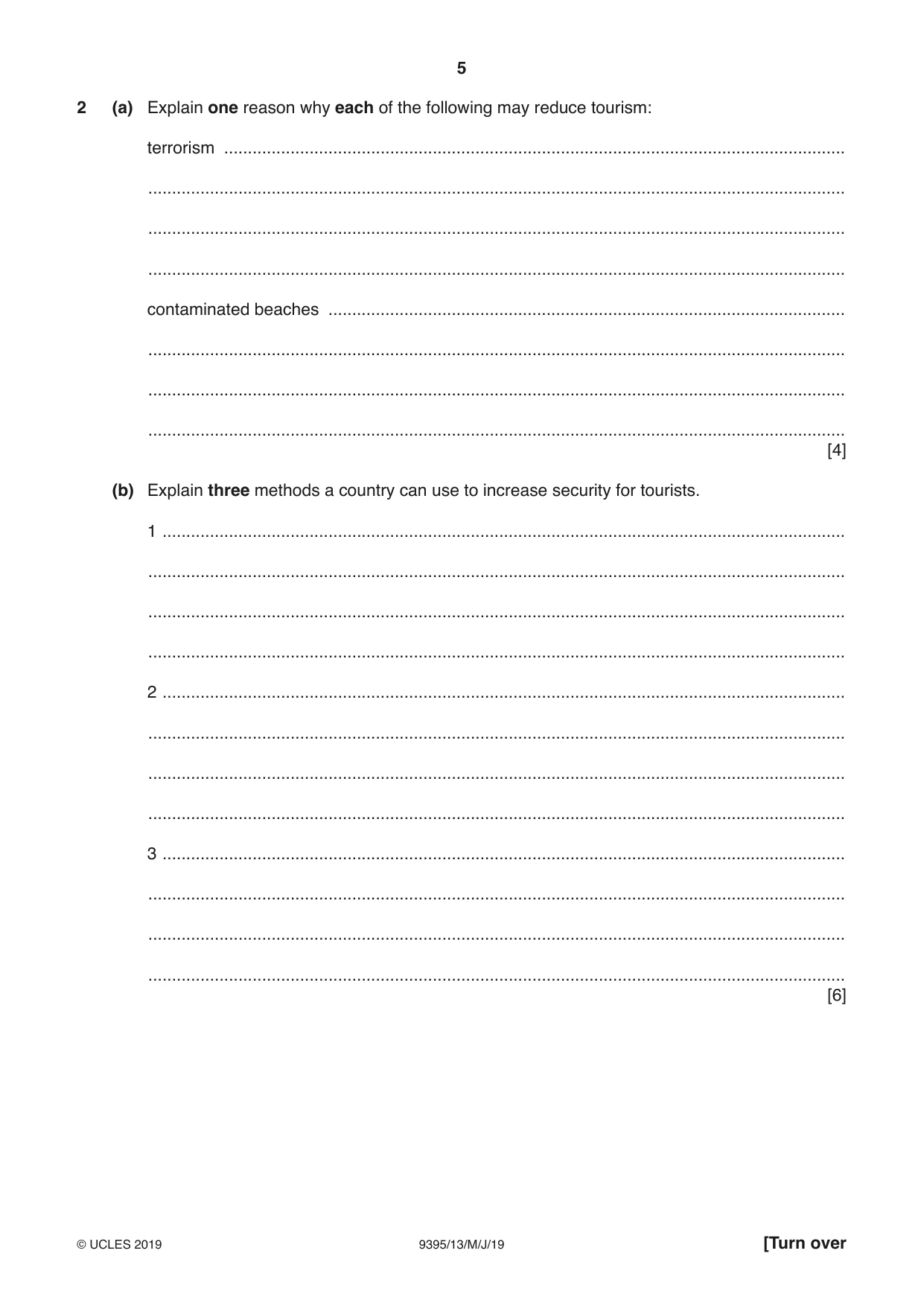 Cambridge A Level Travel and Tourism 9395 2019 May/June Paper 1 · Variant 3 question paper, page 5 of 16