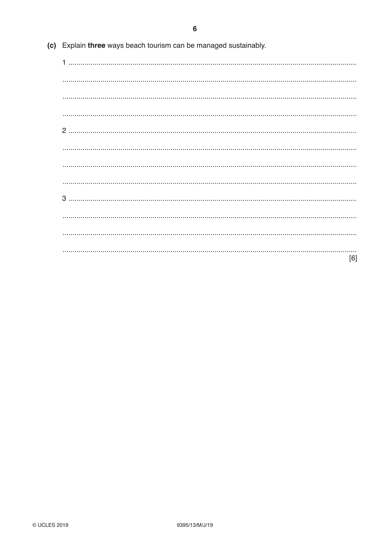 Cambridge A Level Travel and Tourism 9395 2019 May/June Paper 1 · Variant 3 question paper, page 6 of 16