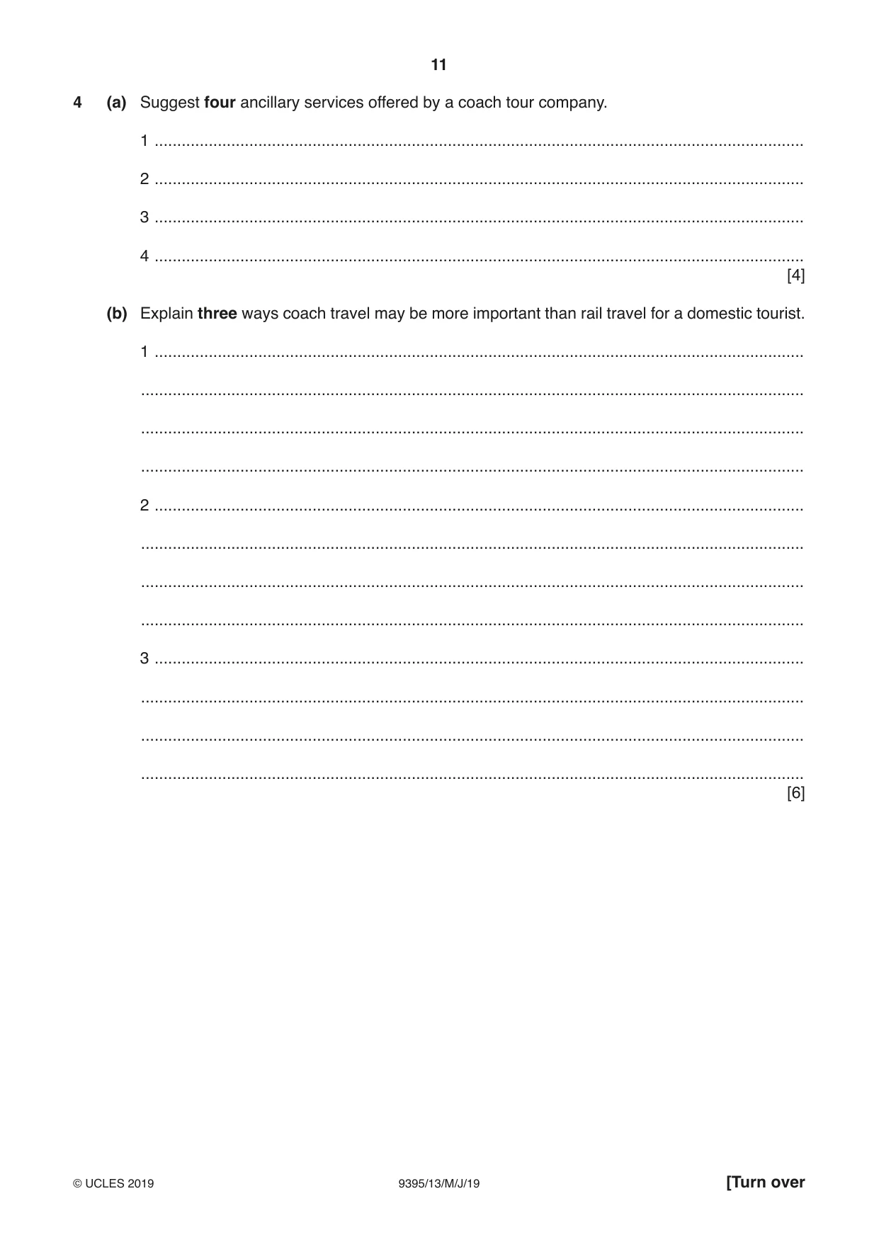 Cambridge A Level Travel and Tourism 9395 2019 May/June Paper 1 · Variant 3 question paper, page 11 of 16