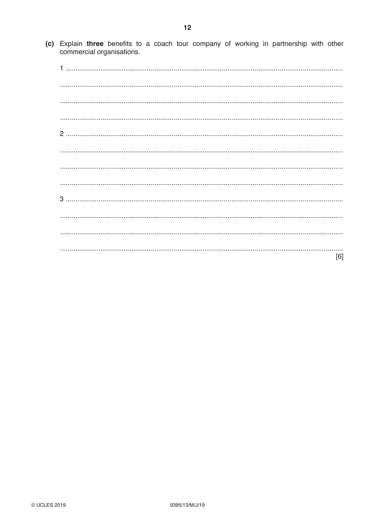 Cambridge A Level Travel and Tourism 9395 2019 May/June Paper 1 · Variant 3 question paper, page 12 of 16