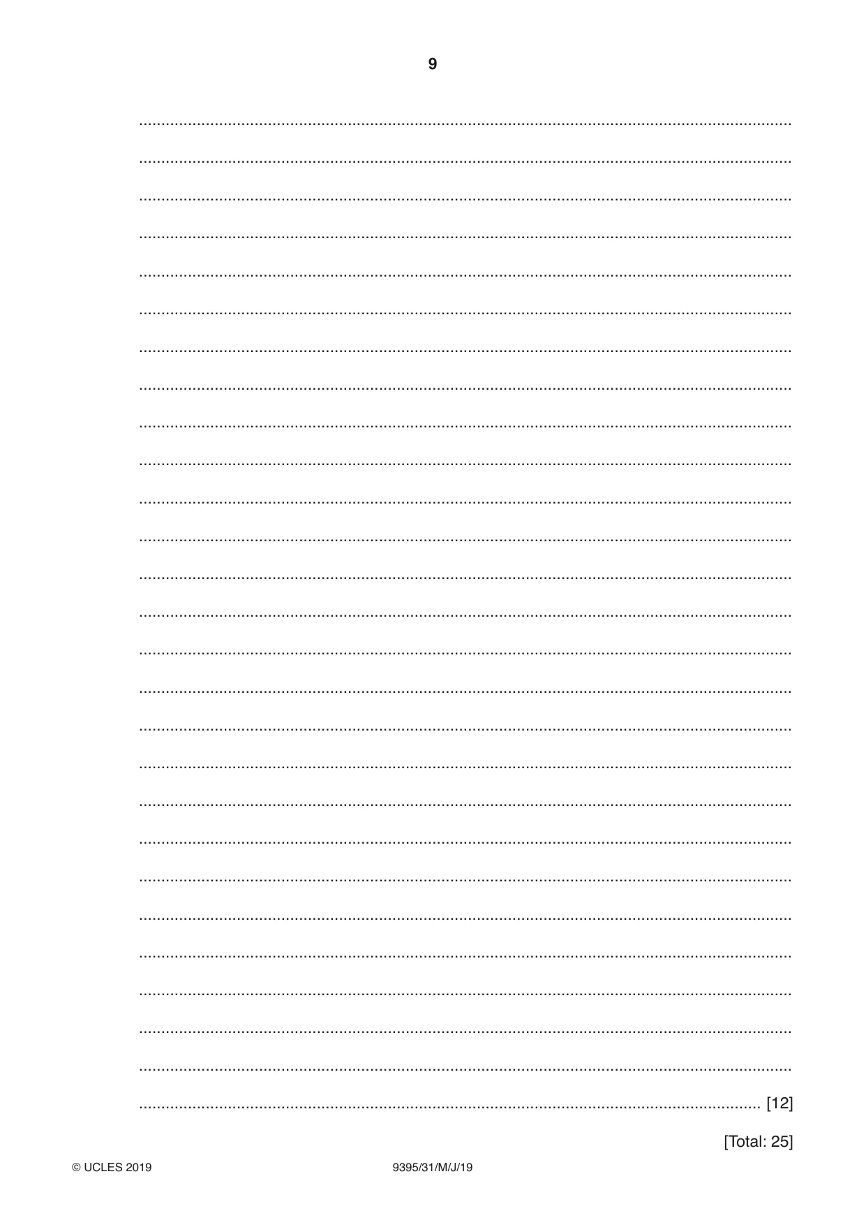 Cambridge A Level Travel and Tourism 9395 2019 May/June Paper 3 · Variant 1 question paper, page 9 of 12