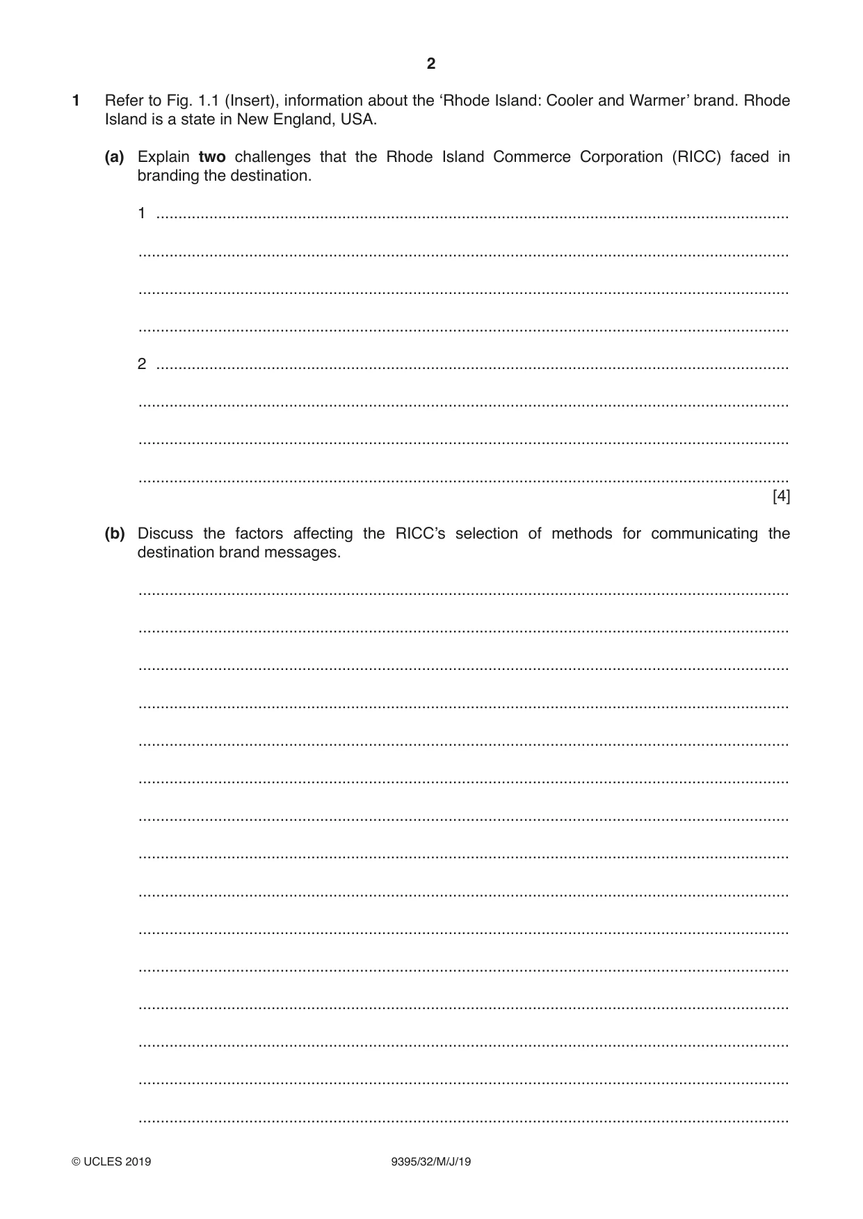 Cambridge A Level Travel and Tourism 9395 2019 May/June Paper 3 · Variant 2 question paper, page 2 of 12