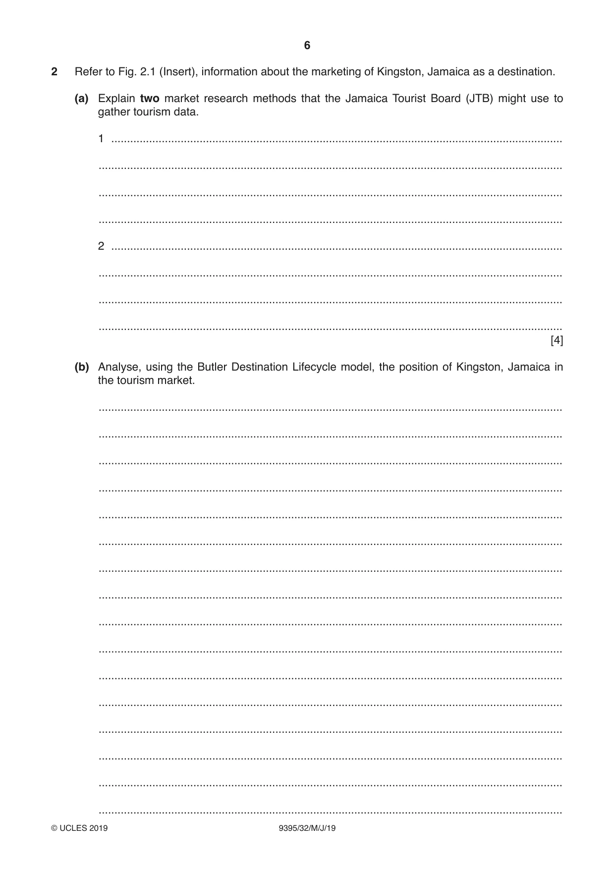 Cambridge A Level Travel and Tourism 9395 2019 May/June Paper 3 · Variant 2 question paper, page 6 of 12