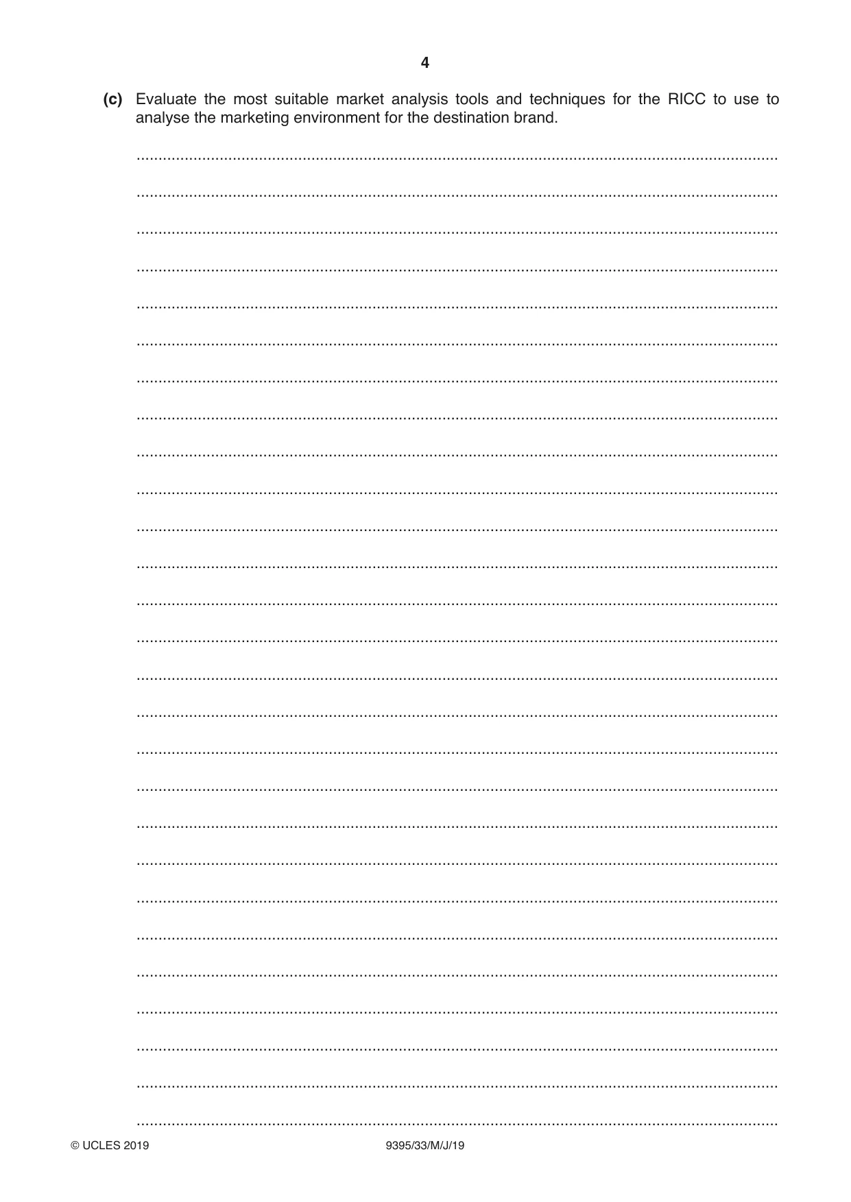 Cambridge A Level Travel and Tourism 9395 2019 May/June Paper 3 · Variant 3 question paper, page 4 of 12