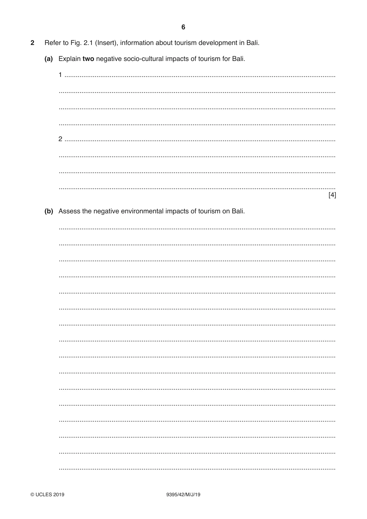 Cambridge A Level Travel and Tourism 9395 2019 May/June Paper 4 · Variant 2 question paper, page 6 of 12