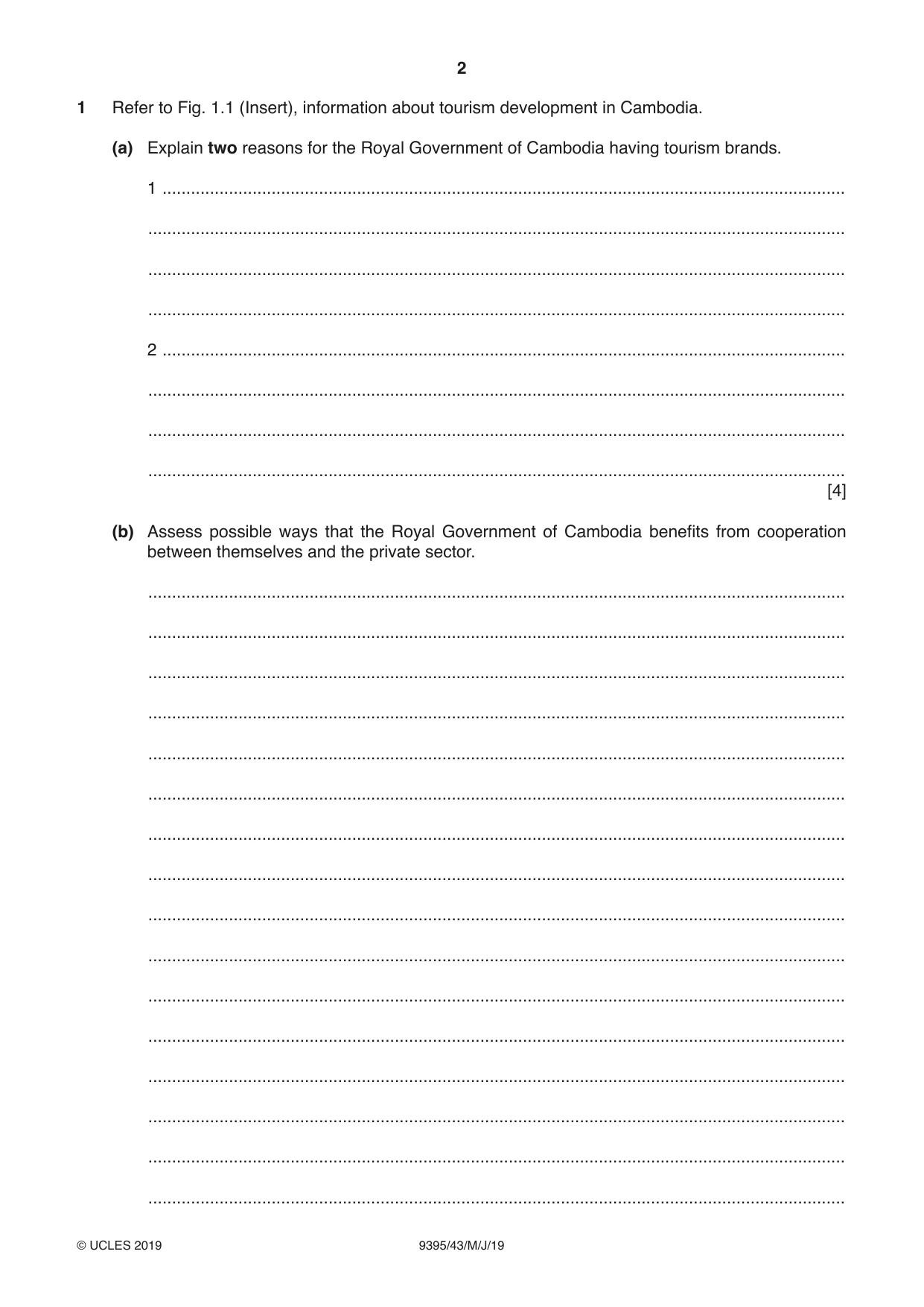 Cambridge A Level Travel and Tourism 9395 2019 May/June Paper 4 · Variant 3 question paper, page 2 of 12