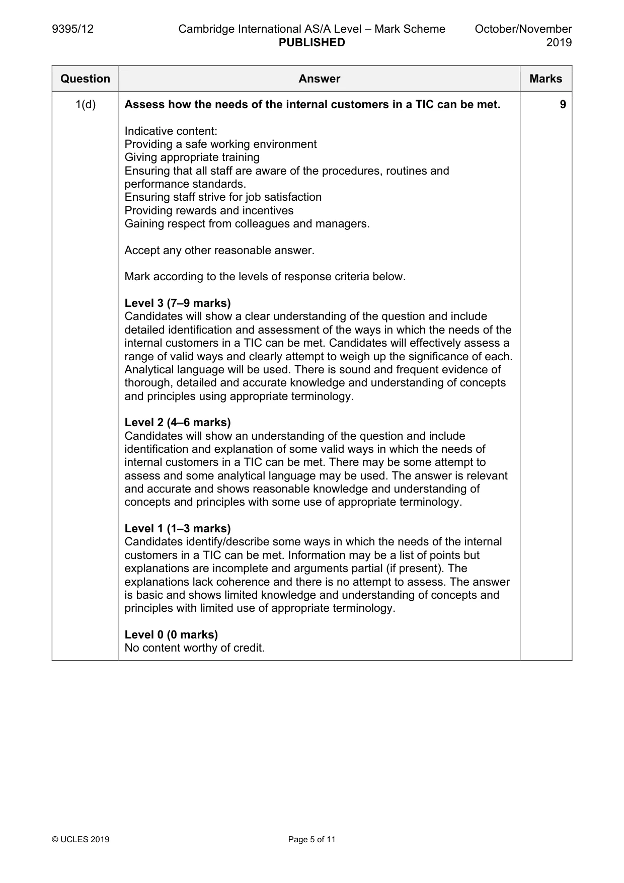 Mark scheme, page 5 of 11
