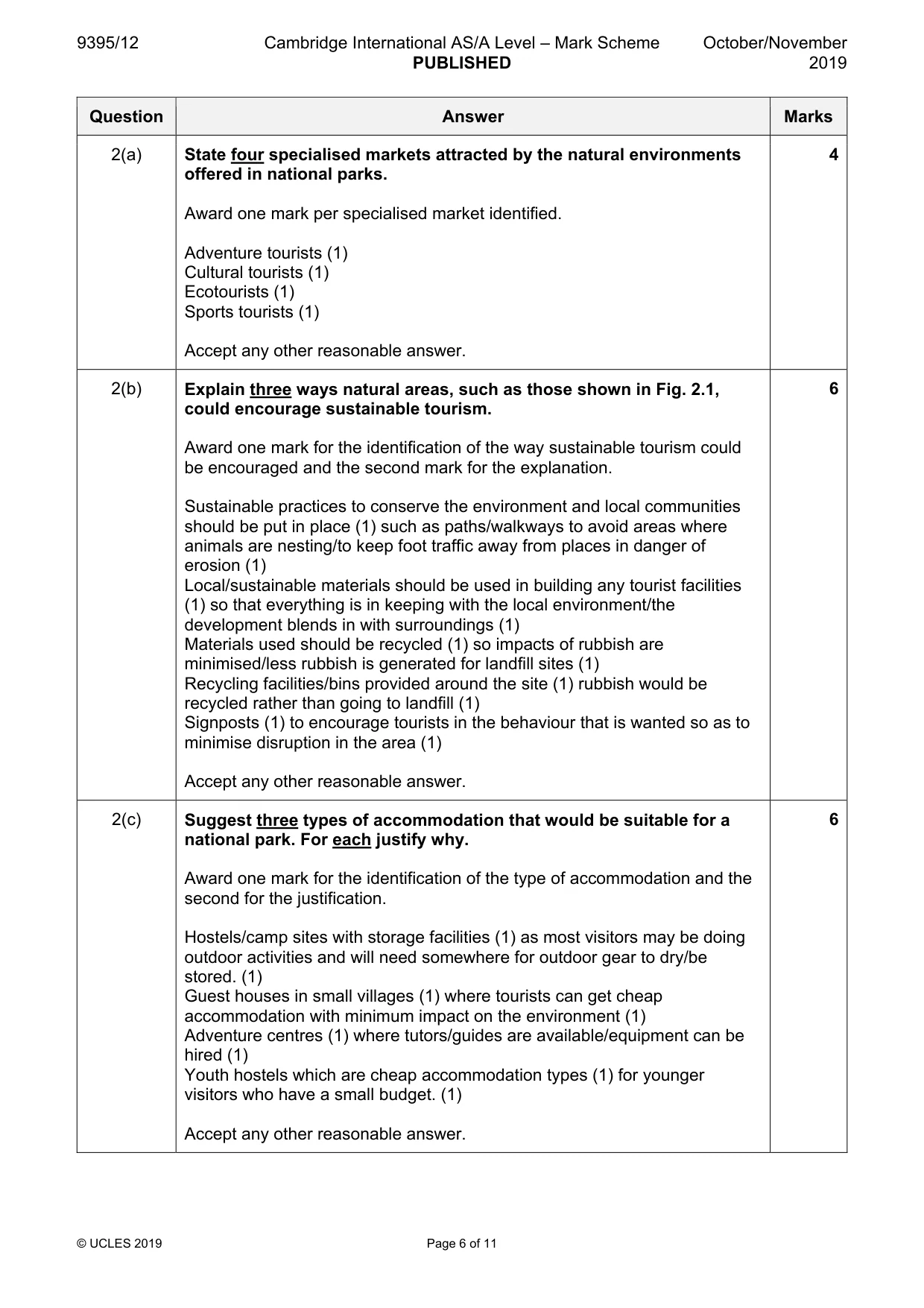 Mark scheme, page 6 of 11
