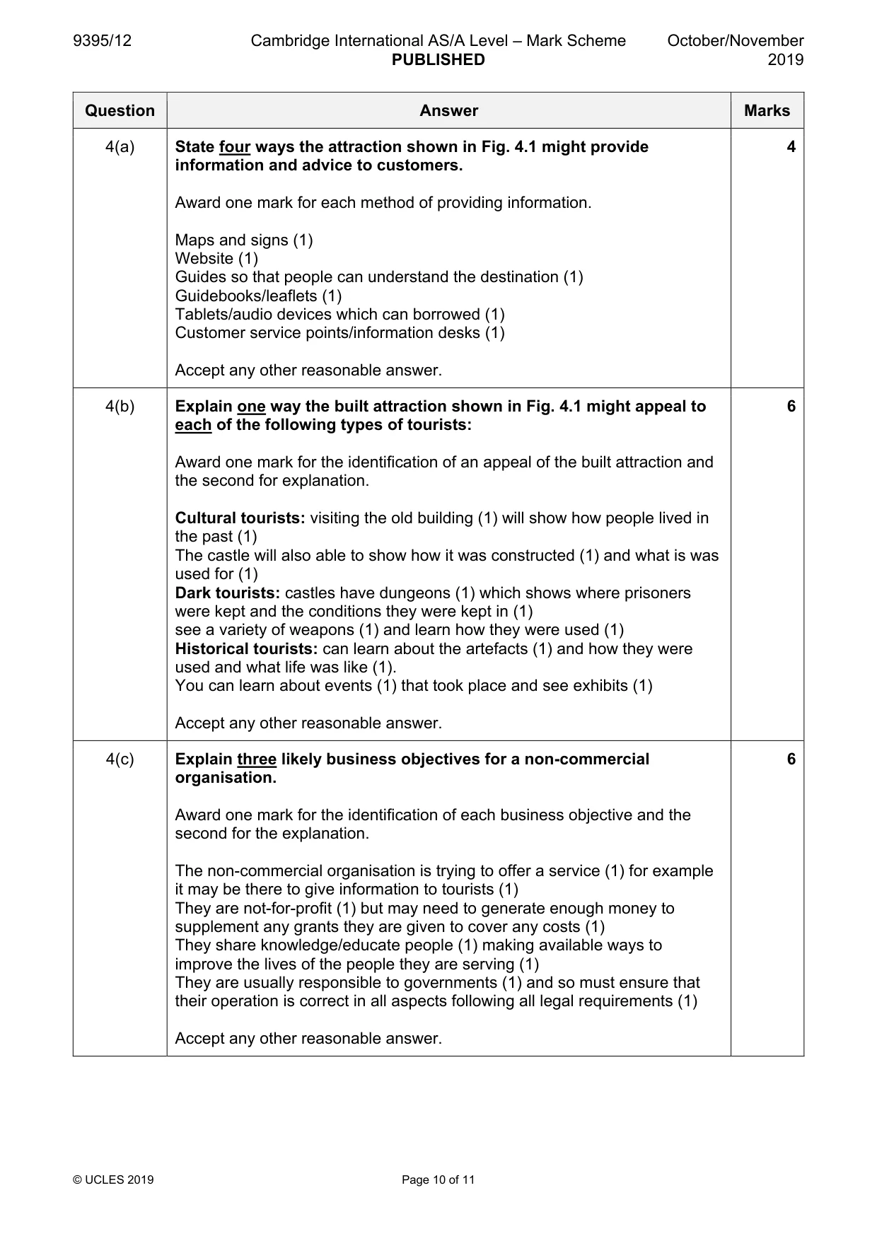 Mark scheme, page 10 of 11