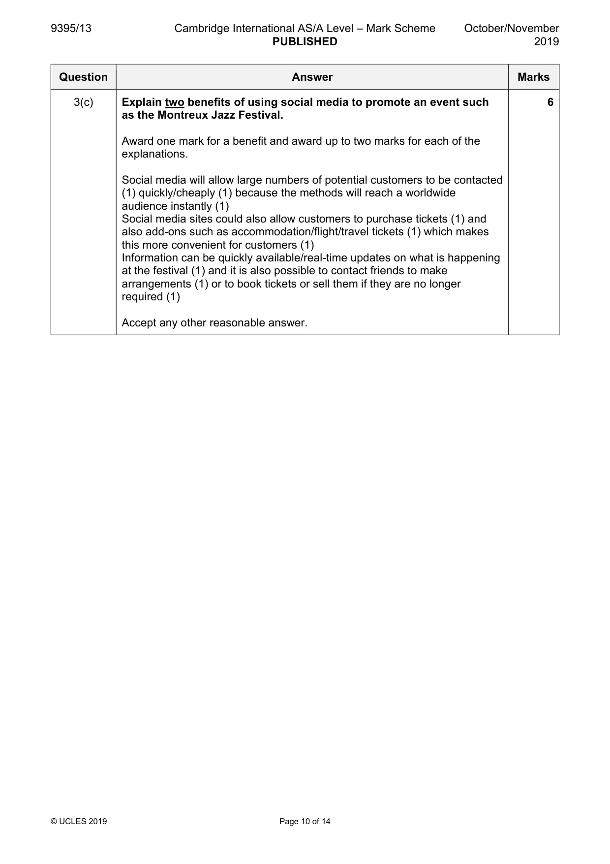 Mark scheme, page 10 of 14