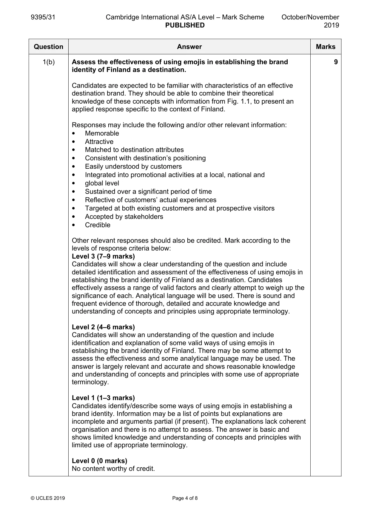 Mark scheme, page 4 of 8