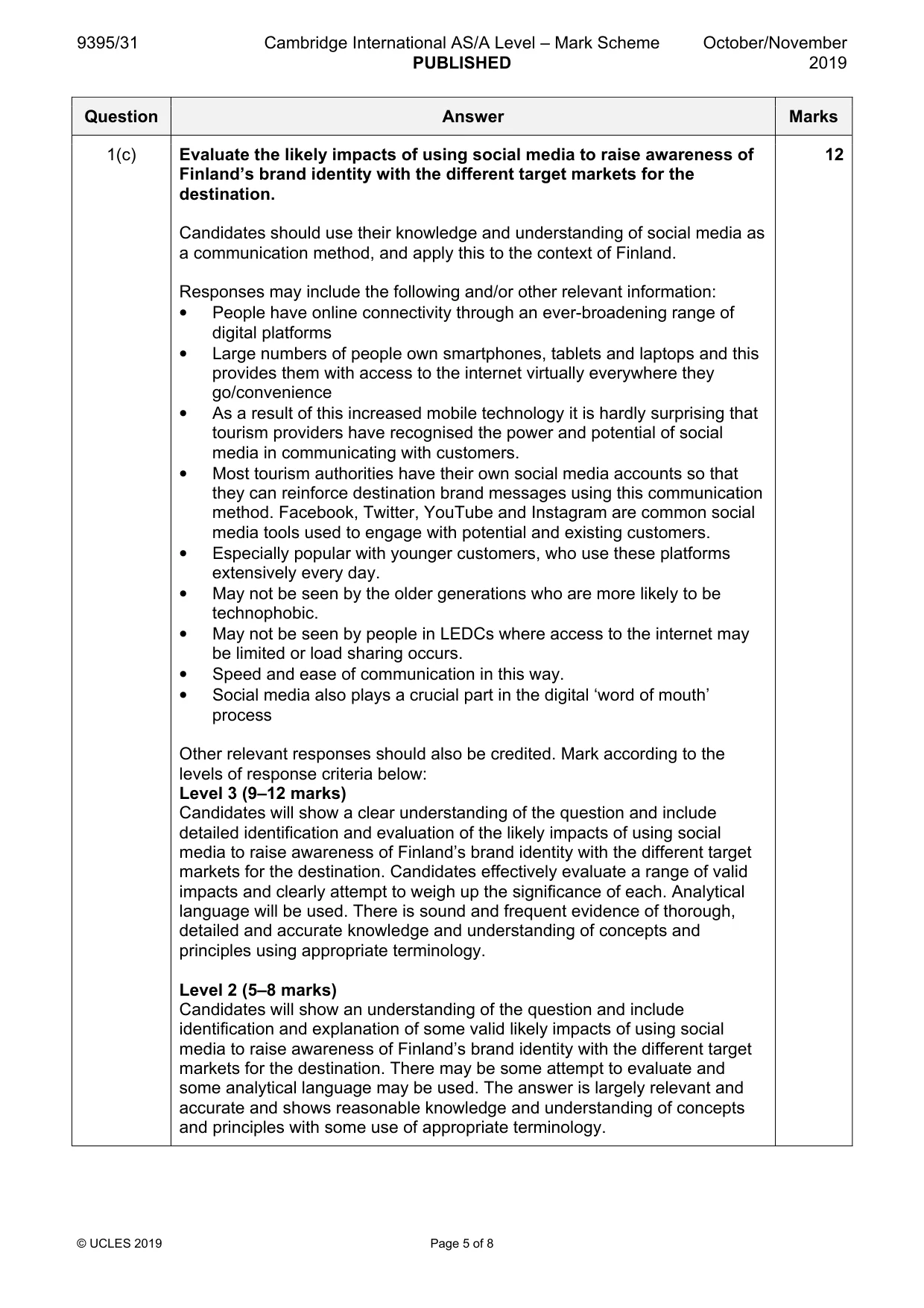 Mark scheme, page 5 of 8