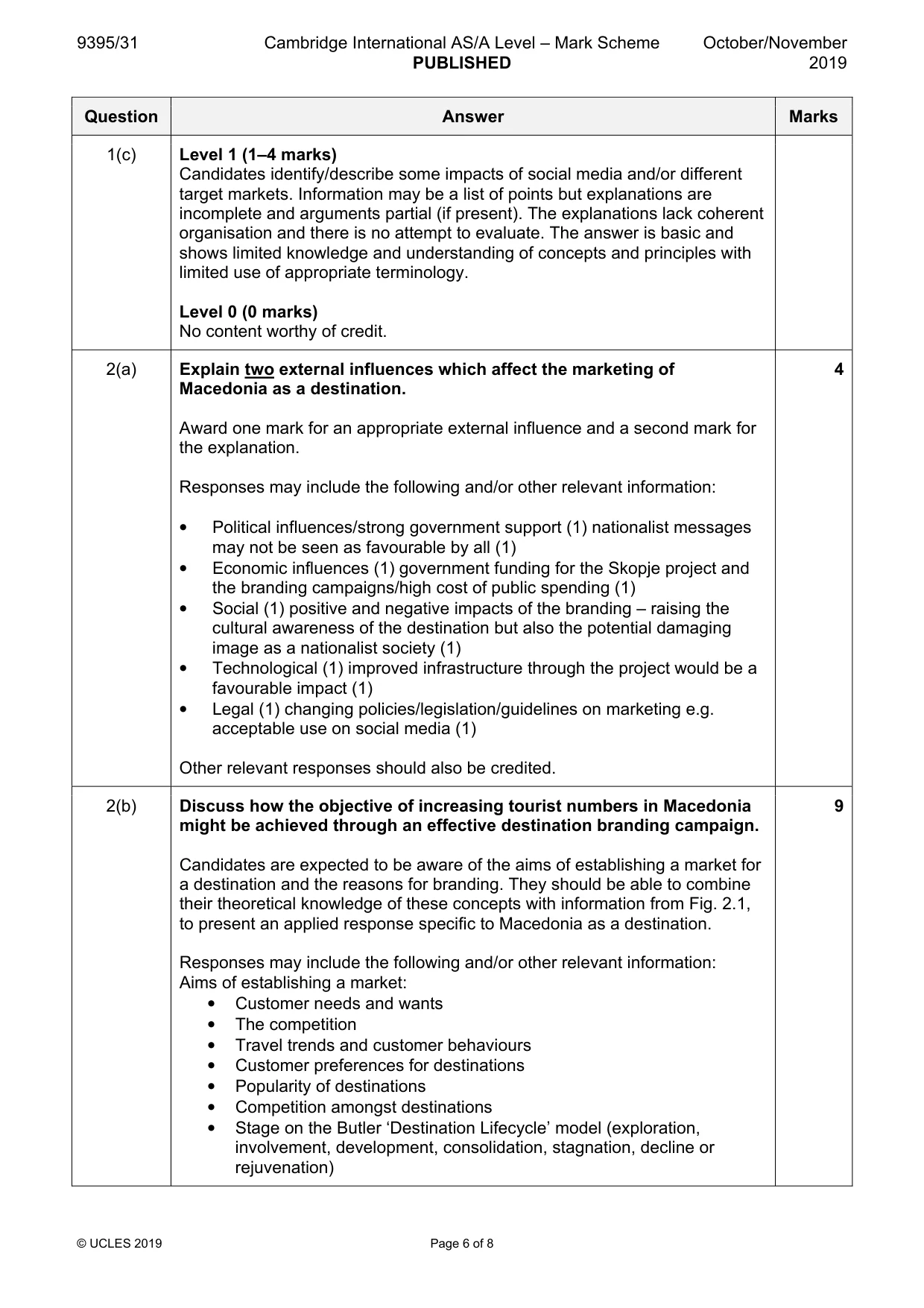 Mark scheme, page 6 of 8