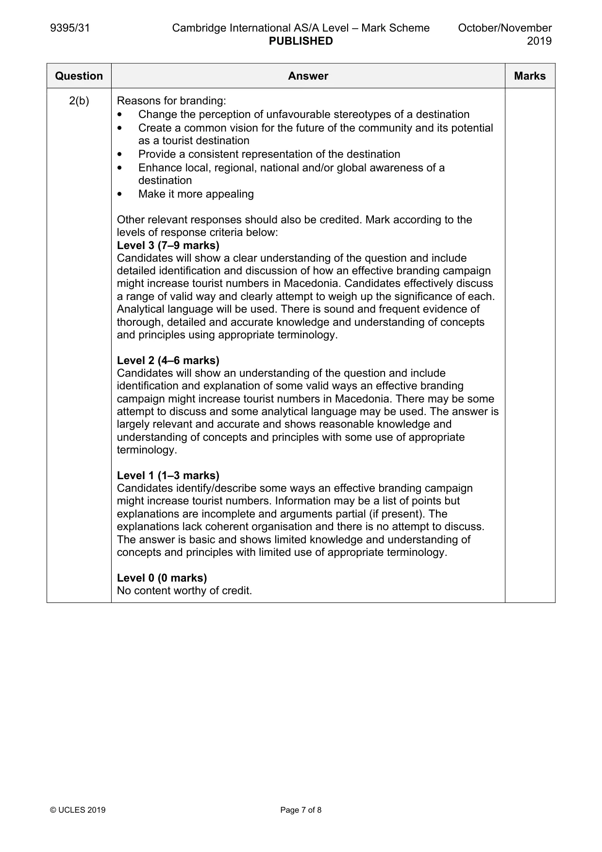 Mark scheme, page 7 of 8