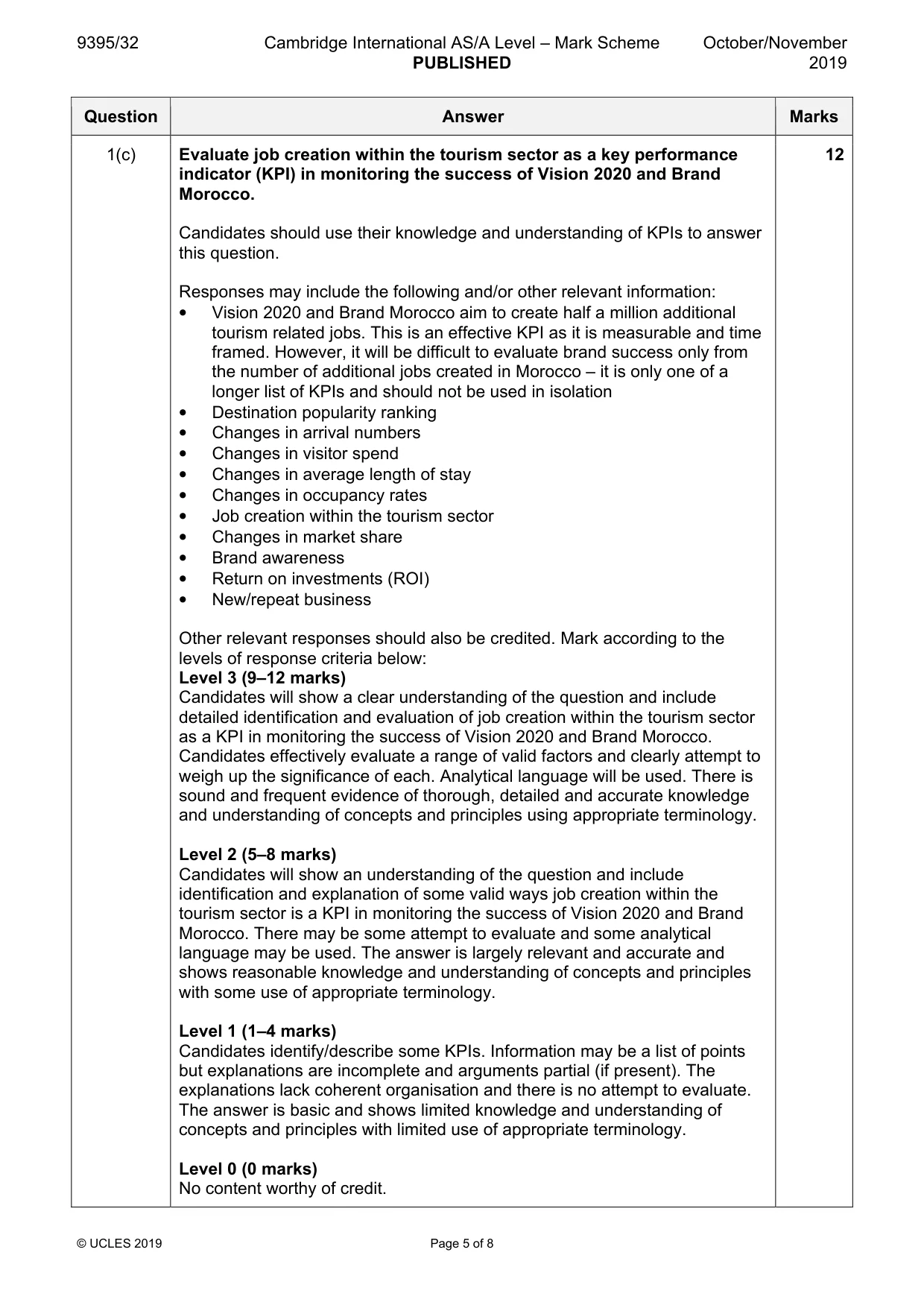 Mark scheme, page 5 of 8