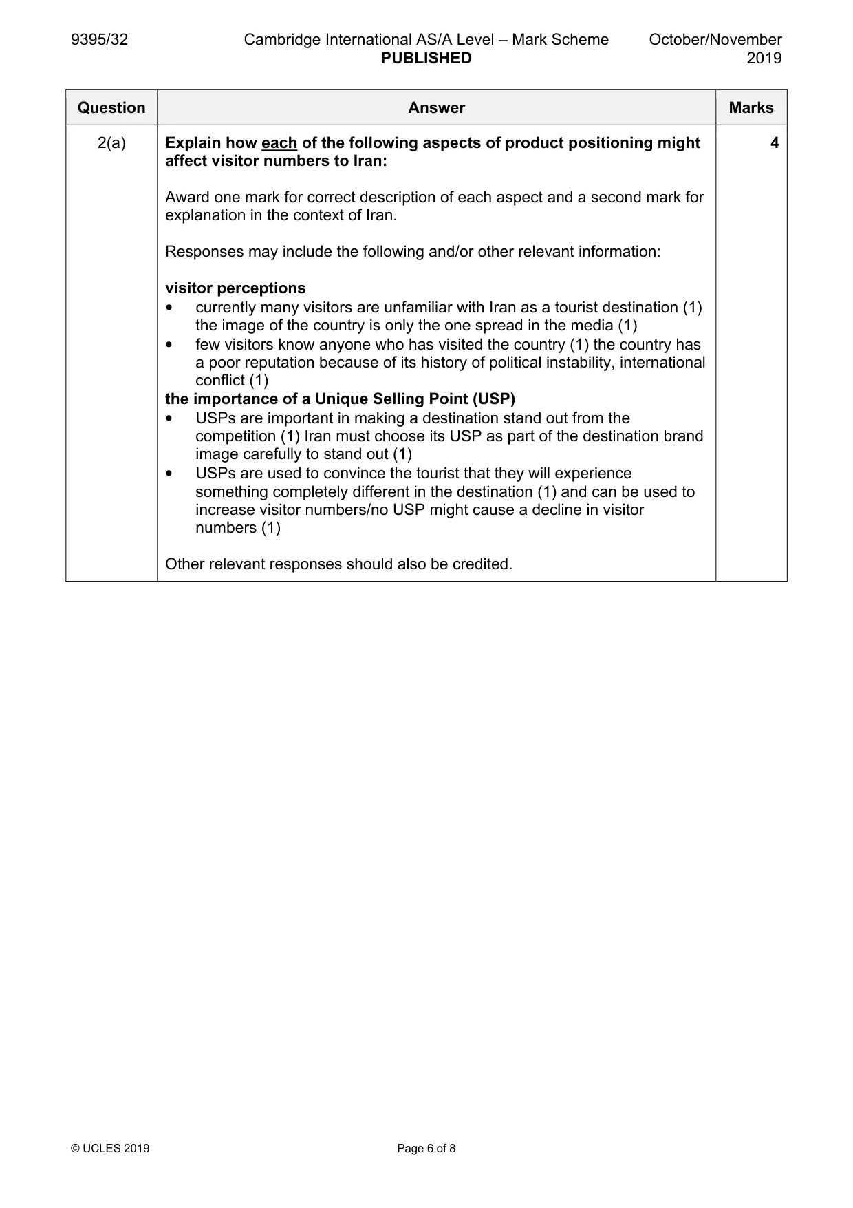 Mark scheme, page 6 of 8