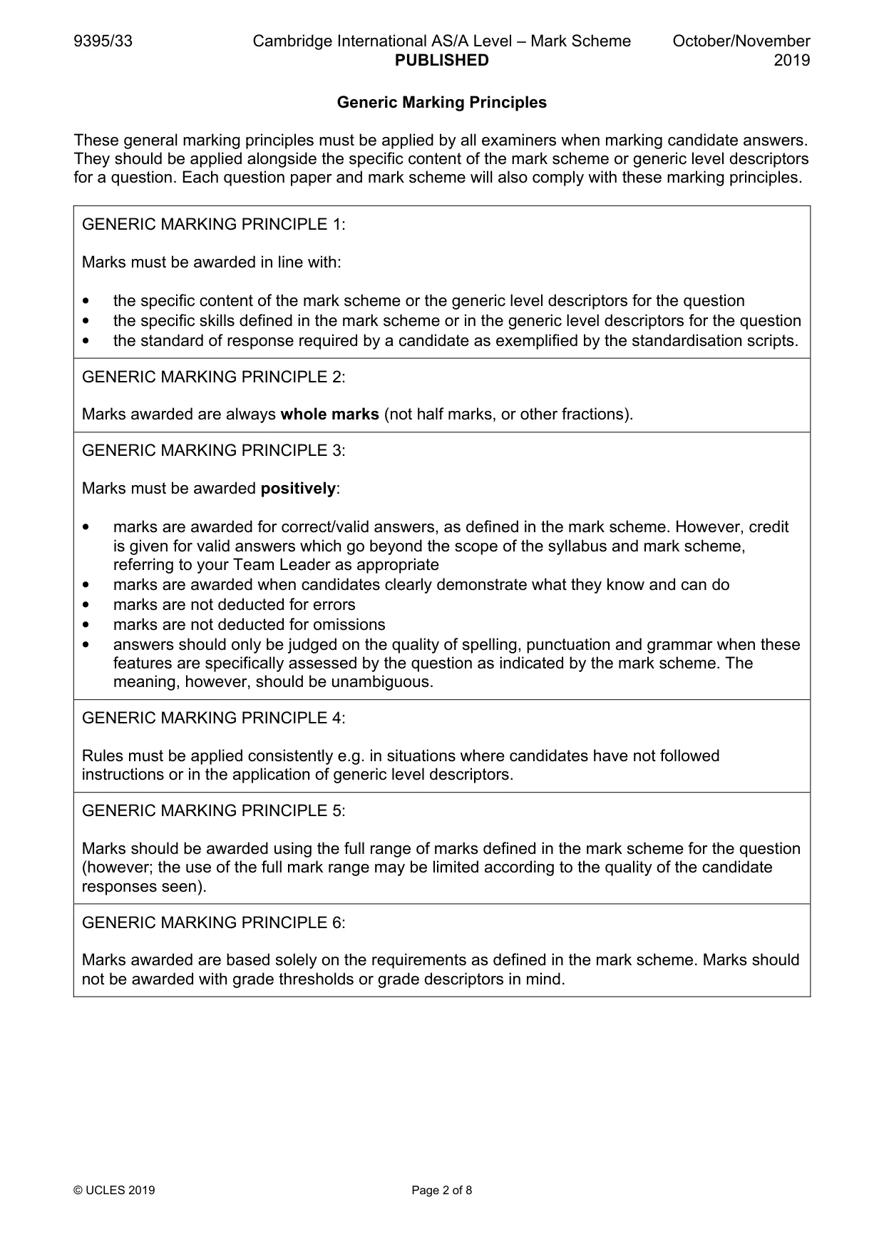 Mark scheme, page 2 of 8