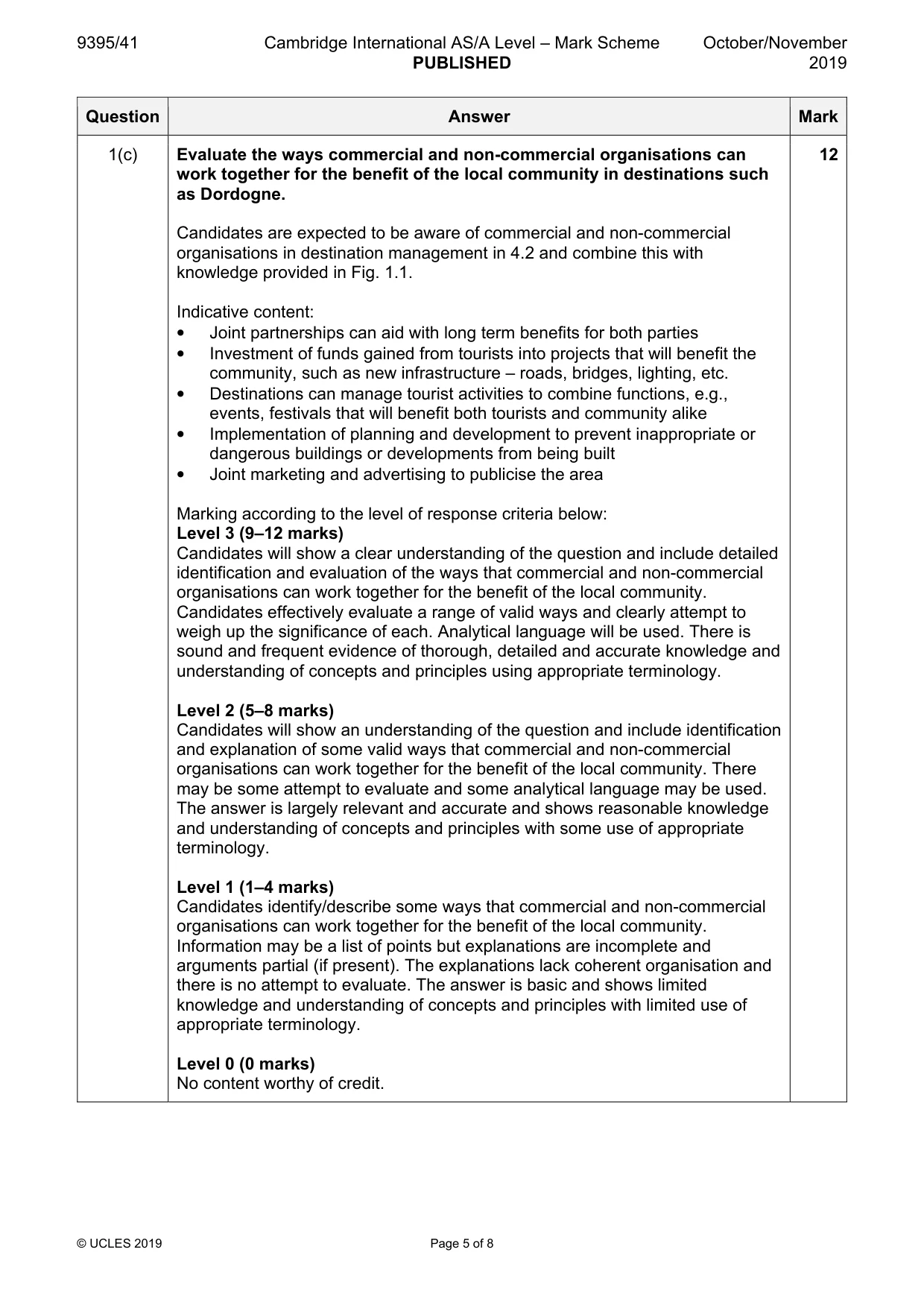 Mark scheme, page 5 of 8