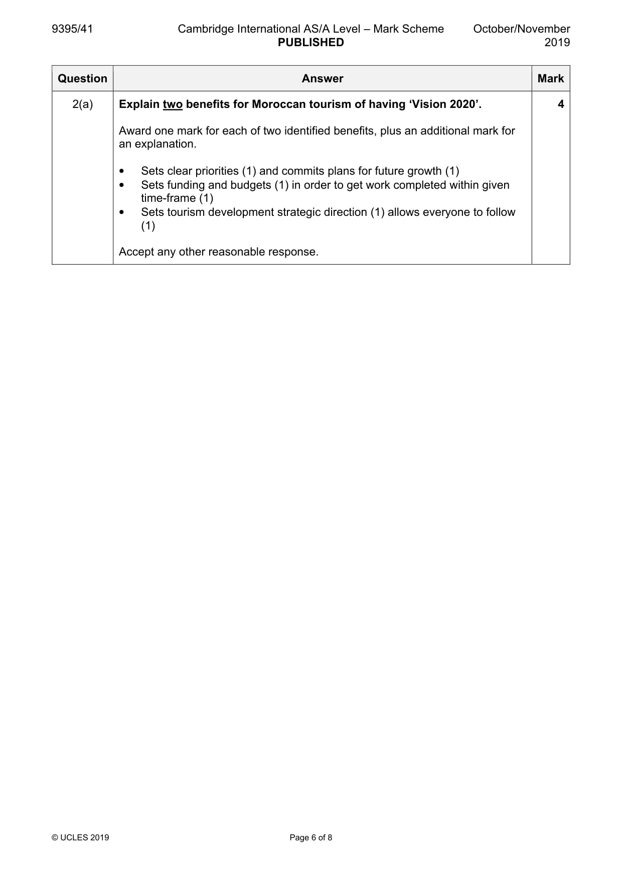 Mark scheme, page 6 of 8