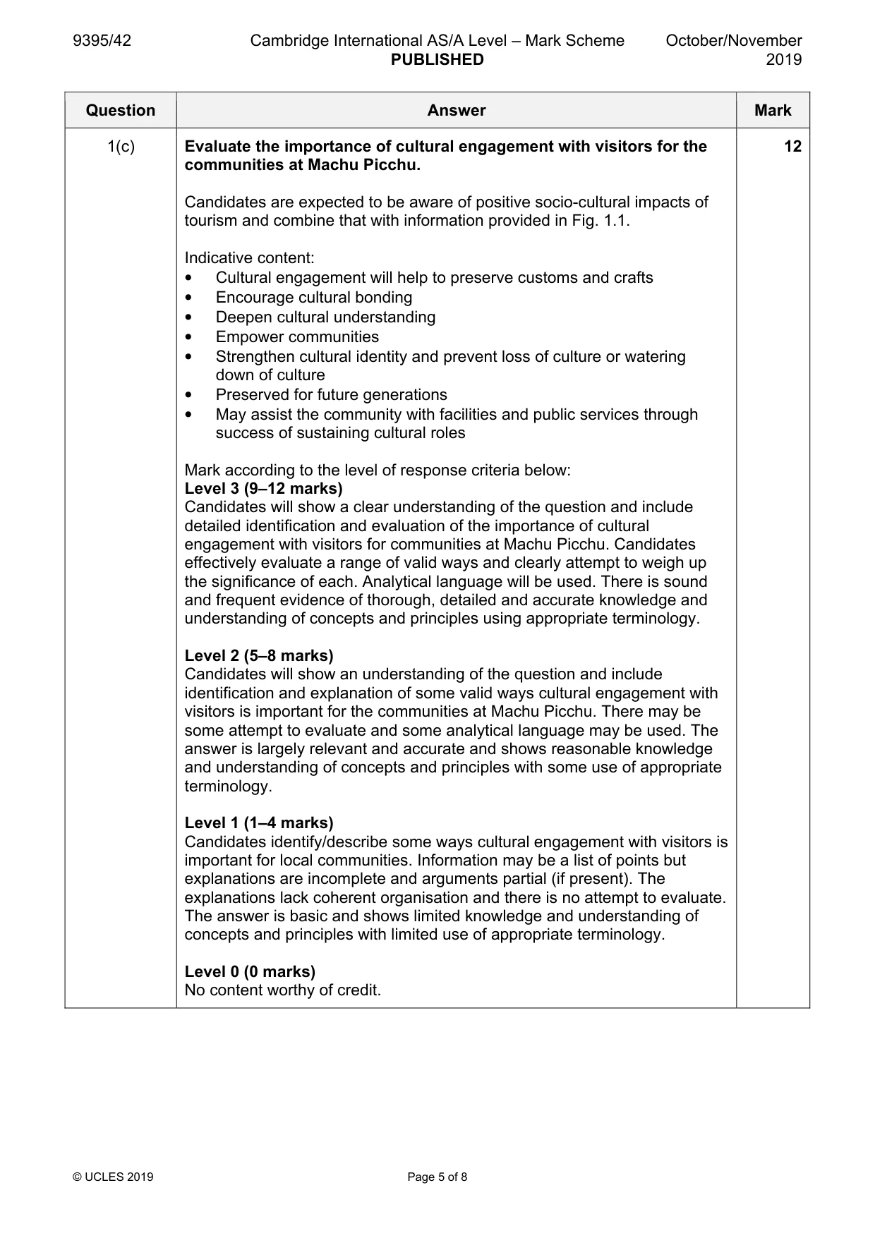 Mark scheme, page 5 of 8