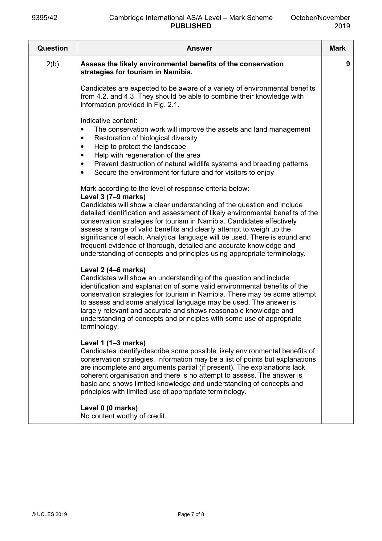 Mark scheme, page 7 of 8