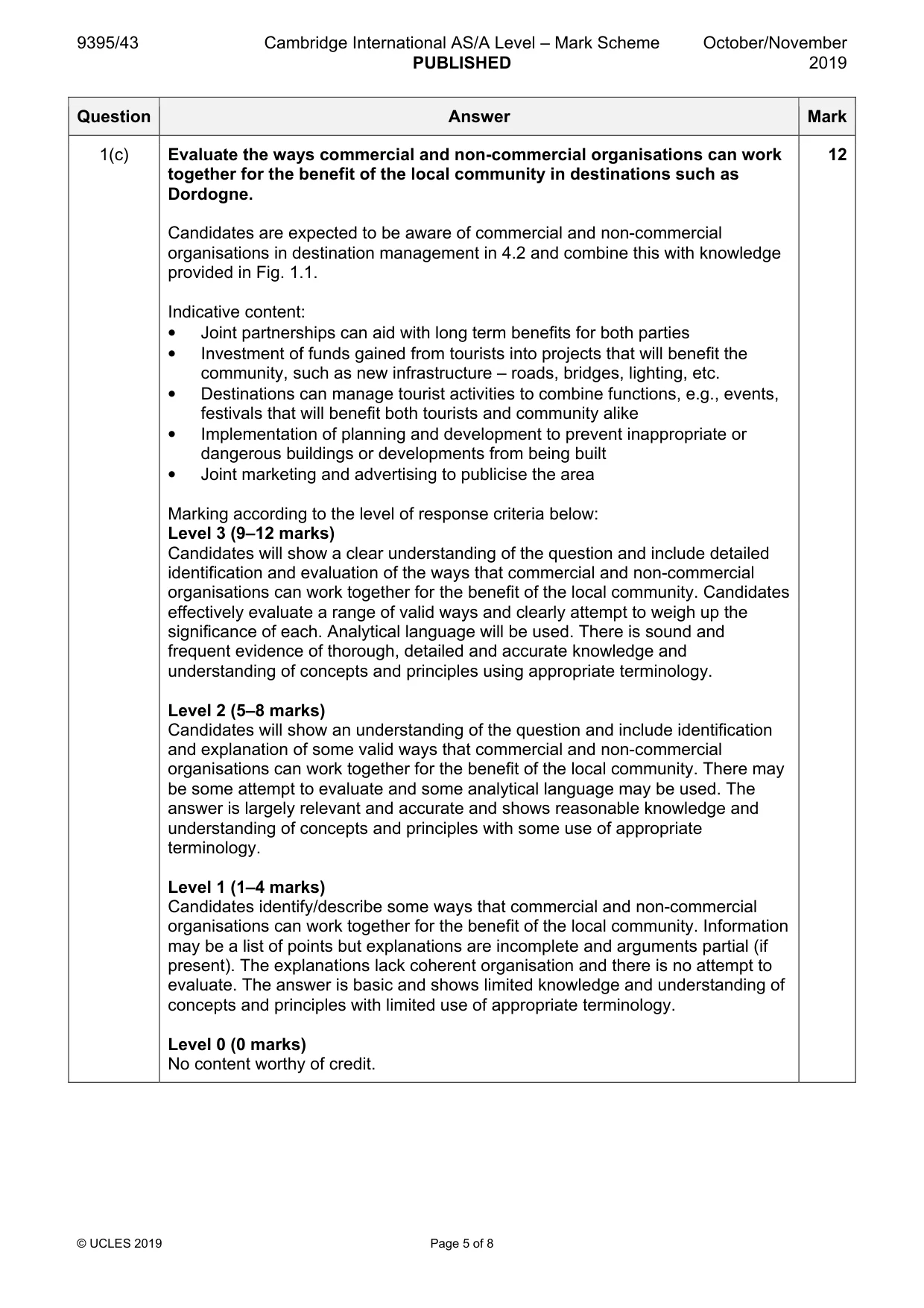 Mark scheme, page 5 of 8