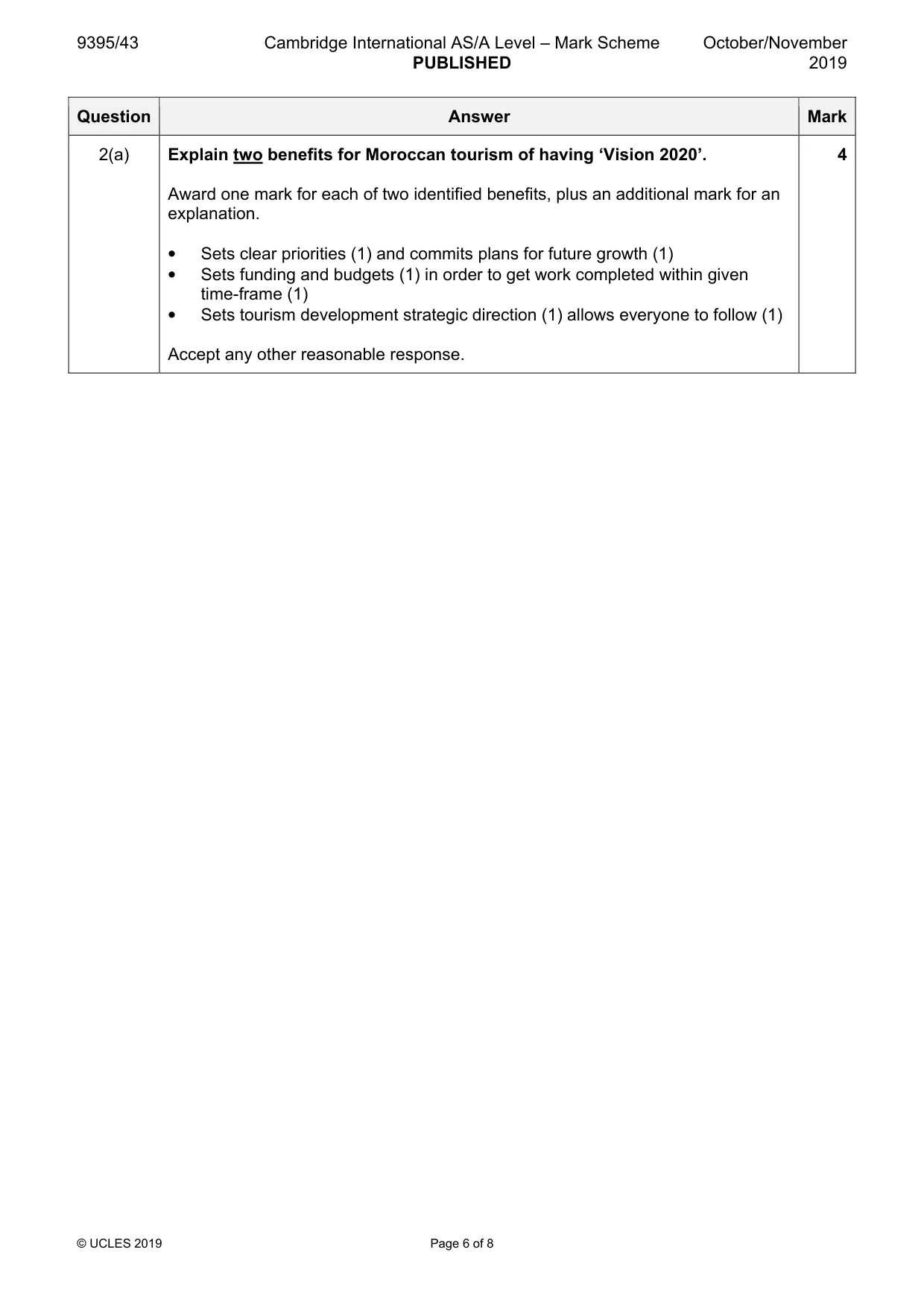 Mark scheme, page 6 of 8