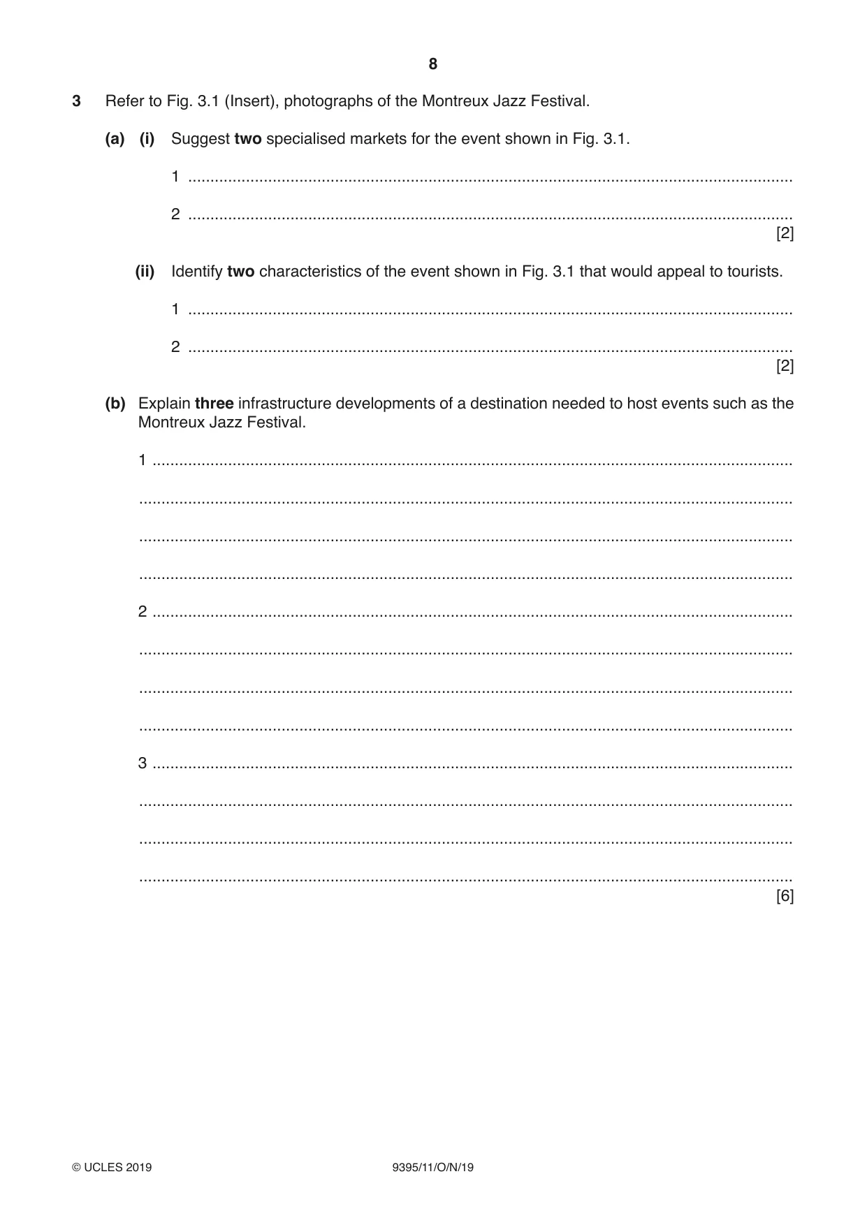 Cambridge A Level Travel and Tourism 9395 2019 Oct/Nov Paper 1 · Variant 1 question paper, page 8 of 16