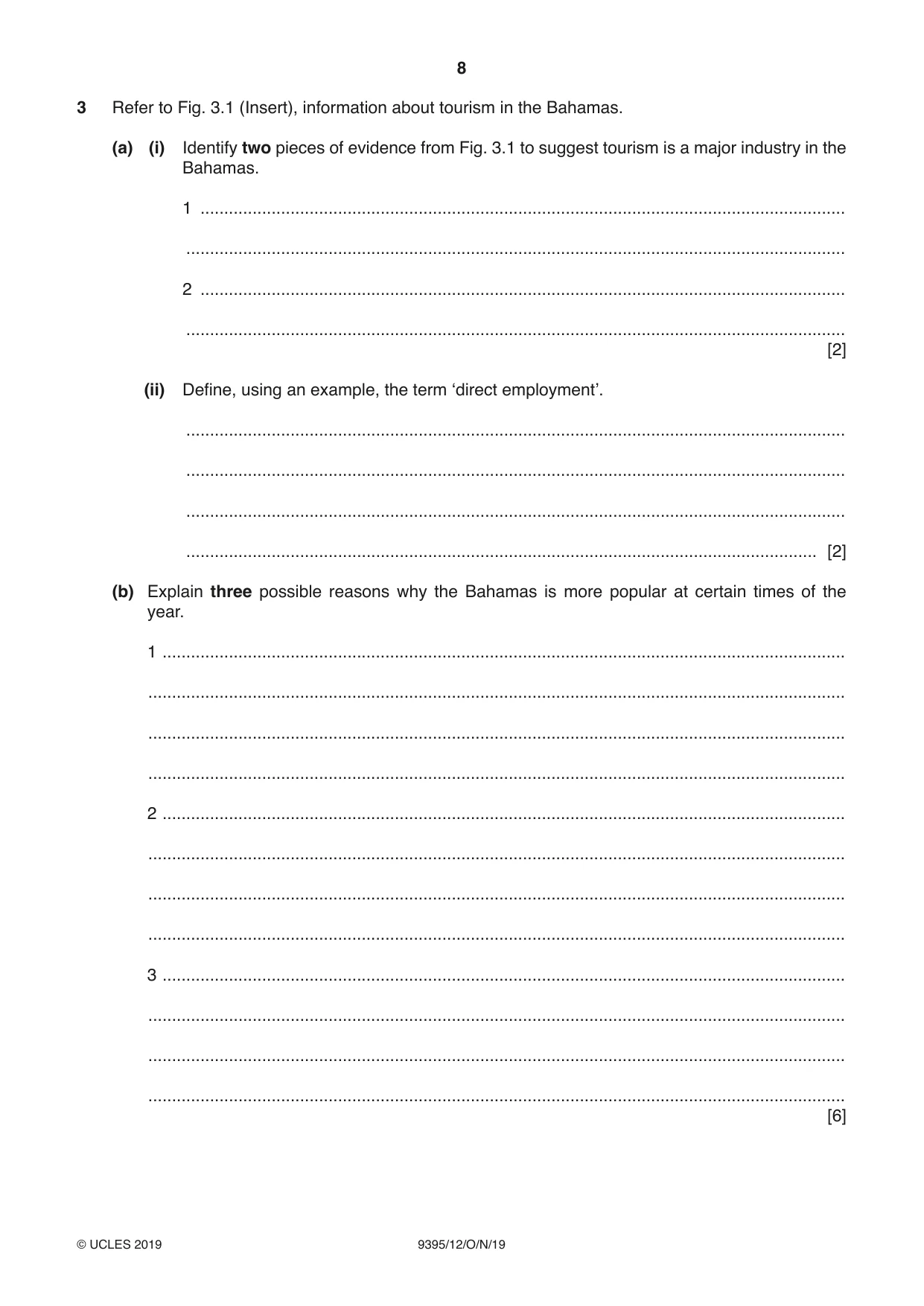 Cambridge A Level Travel and Tourism 9395 2019 Oct/Nov Paper 1 · Variant 2 question paper, page 8 of 16