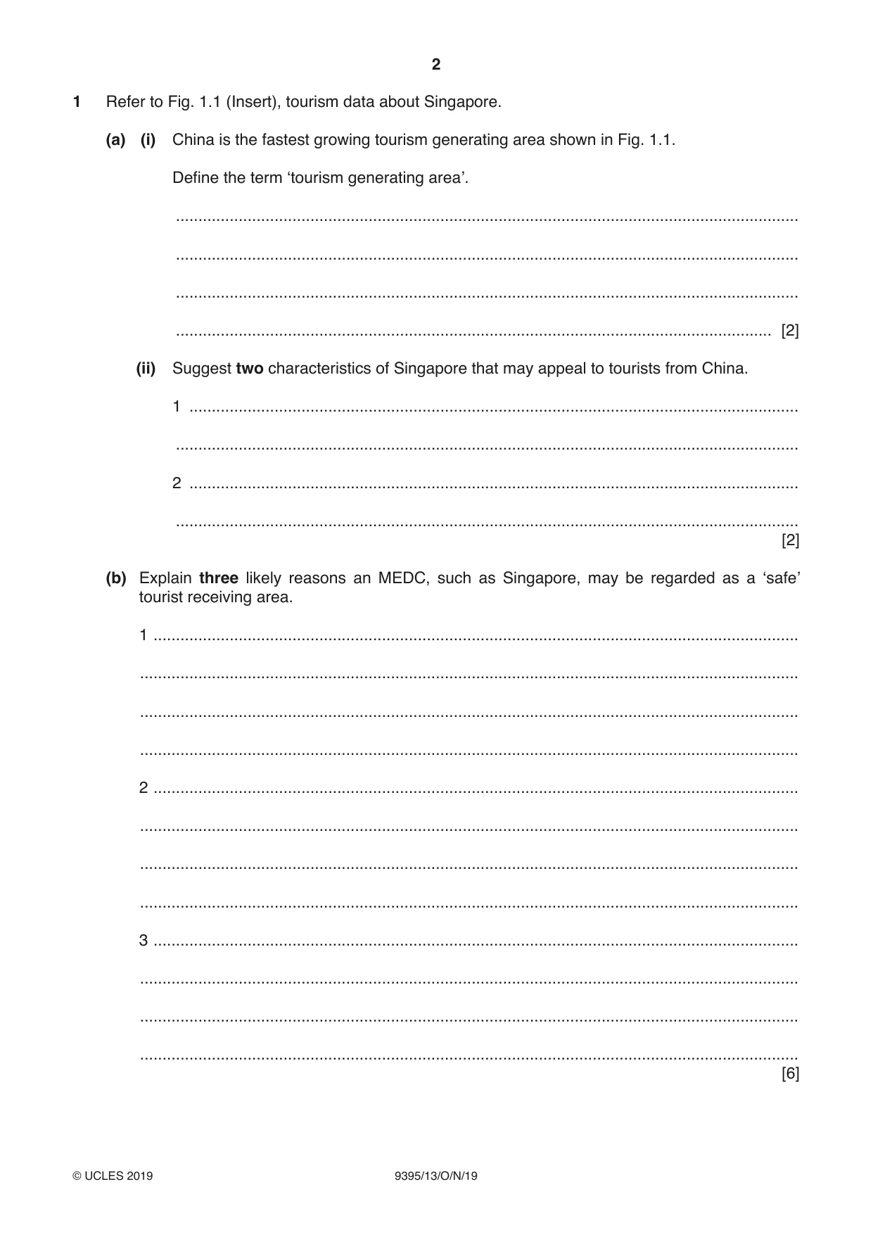 Cambridge A Level Travel and Tourism 9395 2019 Oct/Nov Paper 1 · Variant 3 question paper, page 2 of 16