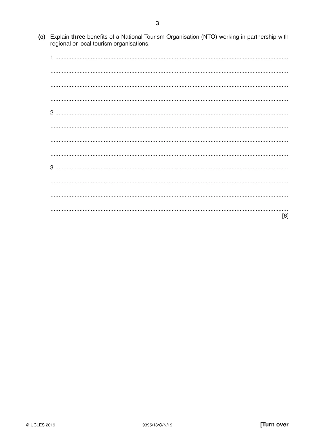 Cambridge A Level Travel and Tourism 9395 2019 Oct/Nov Paper 1 · Variant 3 question paper, page 3 of 16