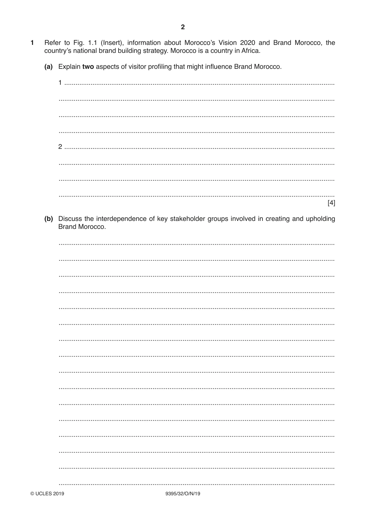 Cambridge A Level Travel and Tourism 9395 2019 Oct/Nov Paper 3 · Variant 2 question paper, page 2 of 12