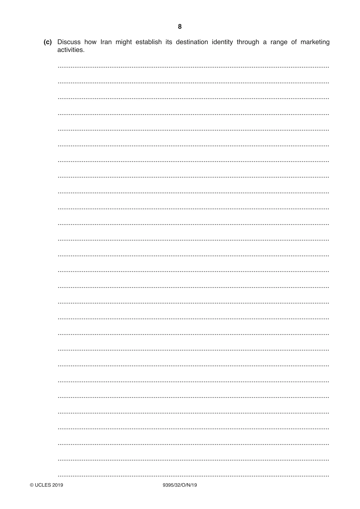 Cambridge A Level Travel and Tourism 9395 2019 Oct/Nov Paper 3 · Variant 2 question paper, page 8 of 12
