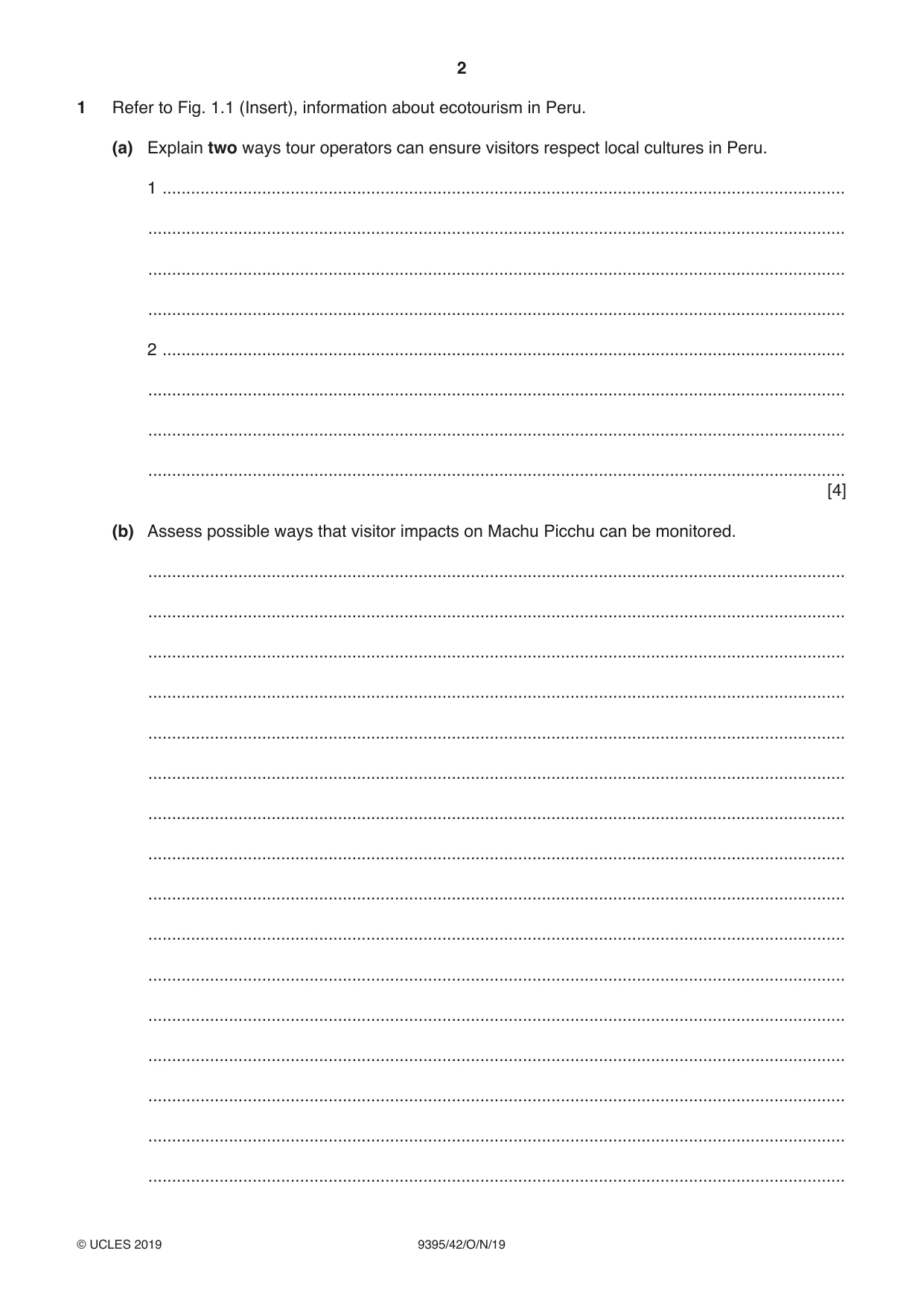 Cambridge A Level Travel and Tourism 9395 2019 Oct/Nov Paper 4 · Variant 2 question paper, page 2 of 12