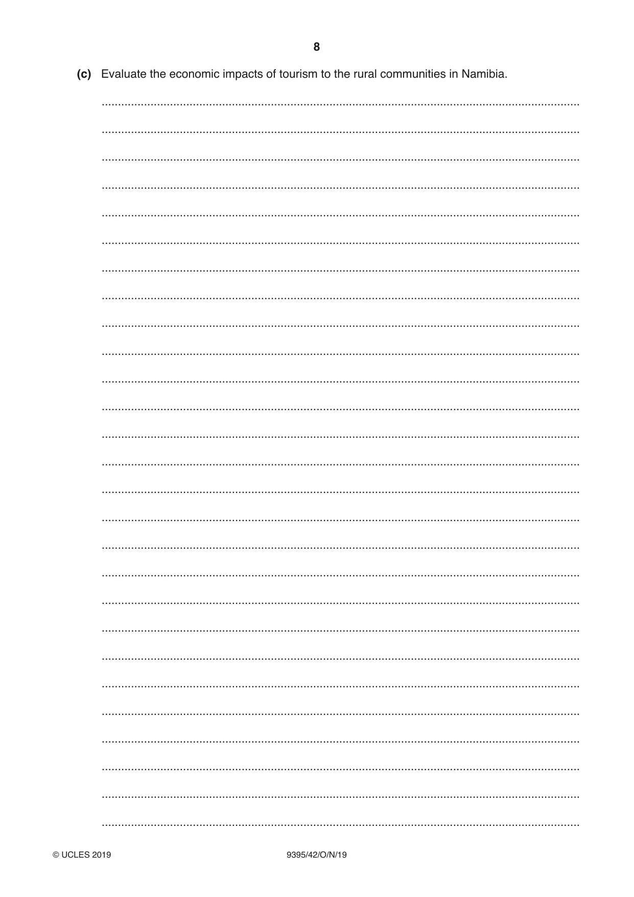 Cambridge A Level Travel and Tourism 9395 2019 Oct/Nov Paper 4 · Variant 2 question paper, page 8 of 12