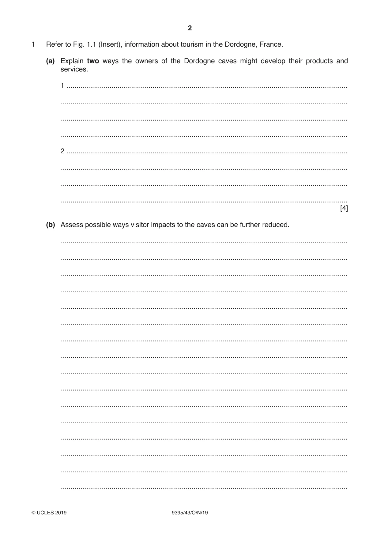 Cambridge A Level Travel and Tourism 9395 2019 Oct/Nov Paper 4 · Variant 3 question paper, page 2 of 12