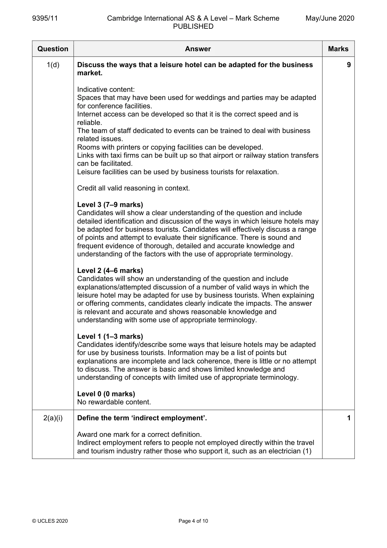 Mark scheme, page 4 of 10