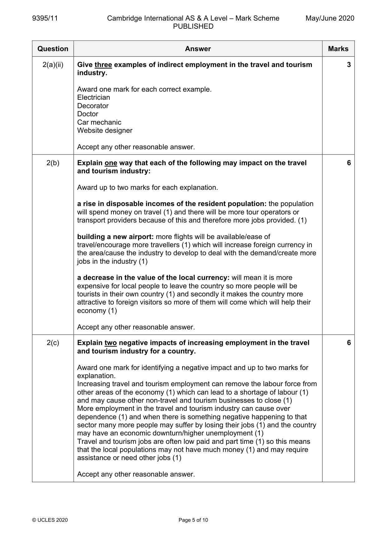 Mark scheme, page 5 of 10