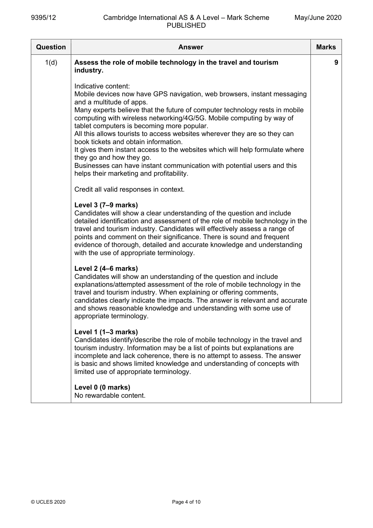 Mark scheme, page 4 of 10