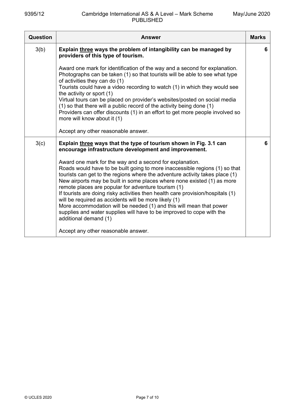 Mark scheme, page 7 of 10
